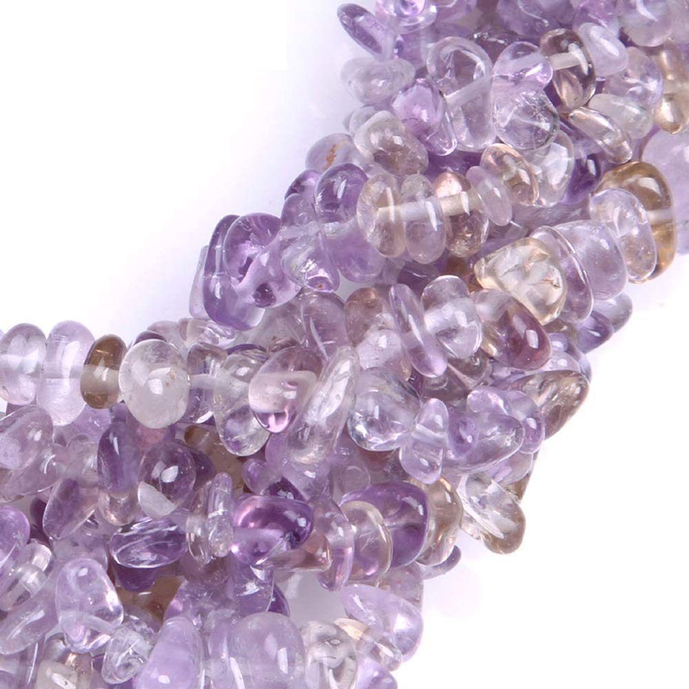 HAAMIIQII Natural Ametrine Chips Irregular Stones Energy Healing Loose Gemstone Beads for Jewelry Making Strand 30 Inch