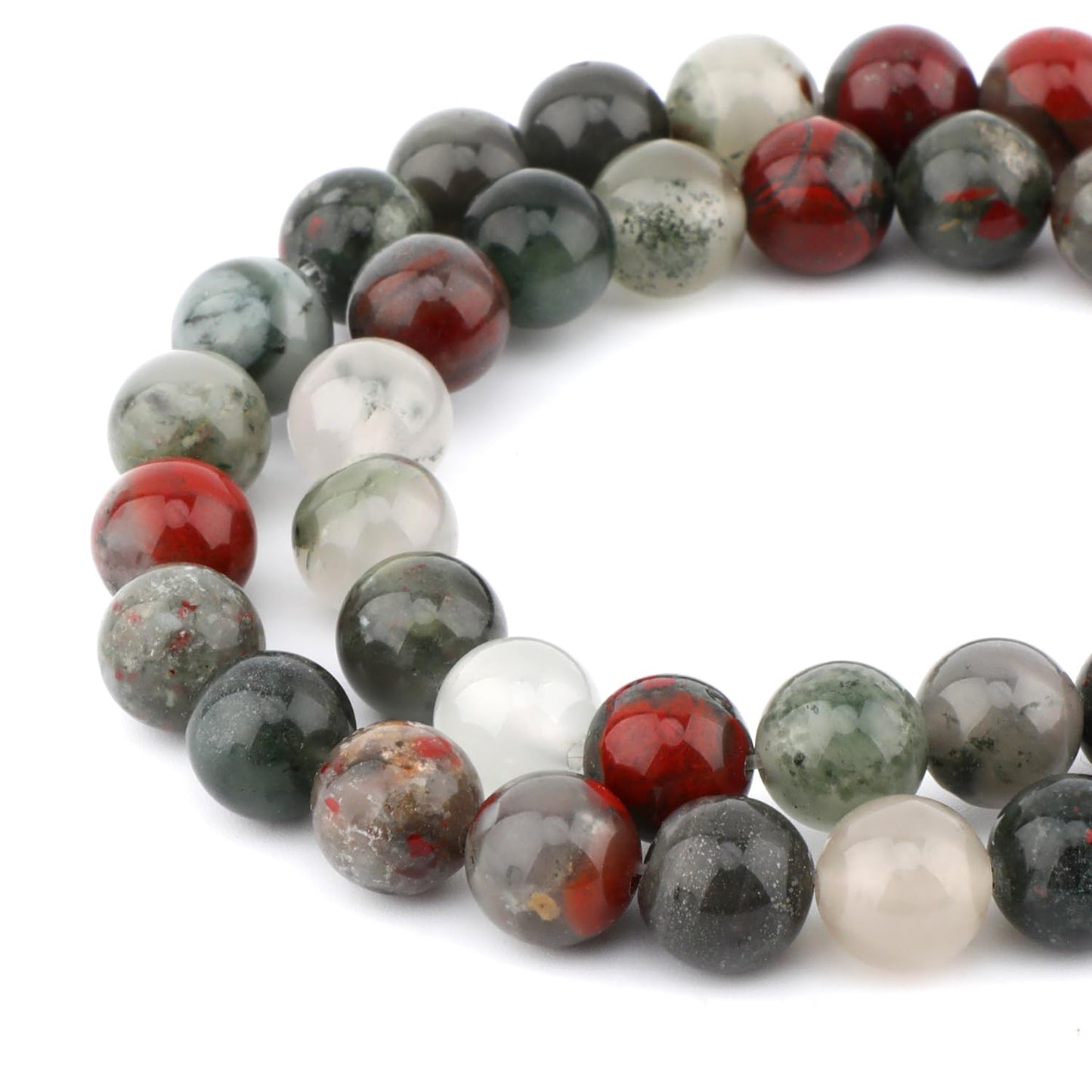 Bymitel 90 pcs Natural Genuine Real Round Loose Stone Beads Gemstone Spacers for Charm DIY Jewelry Making 15.5" per Strand 4mm (Bloodstone, 4mm)