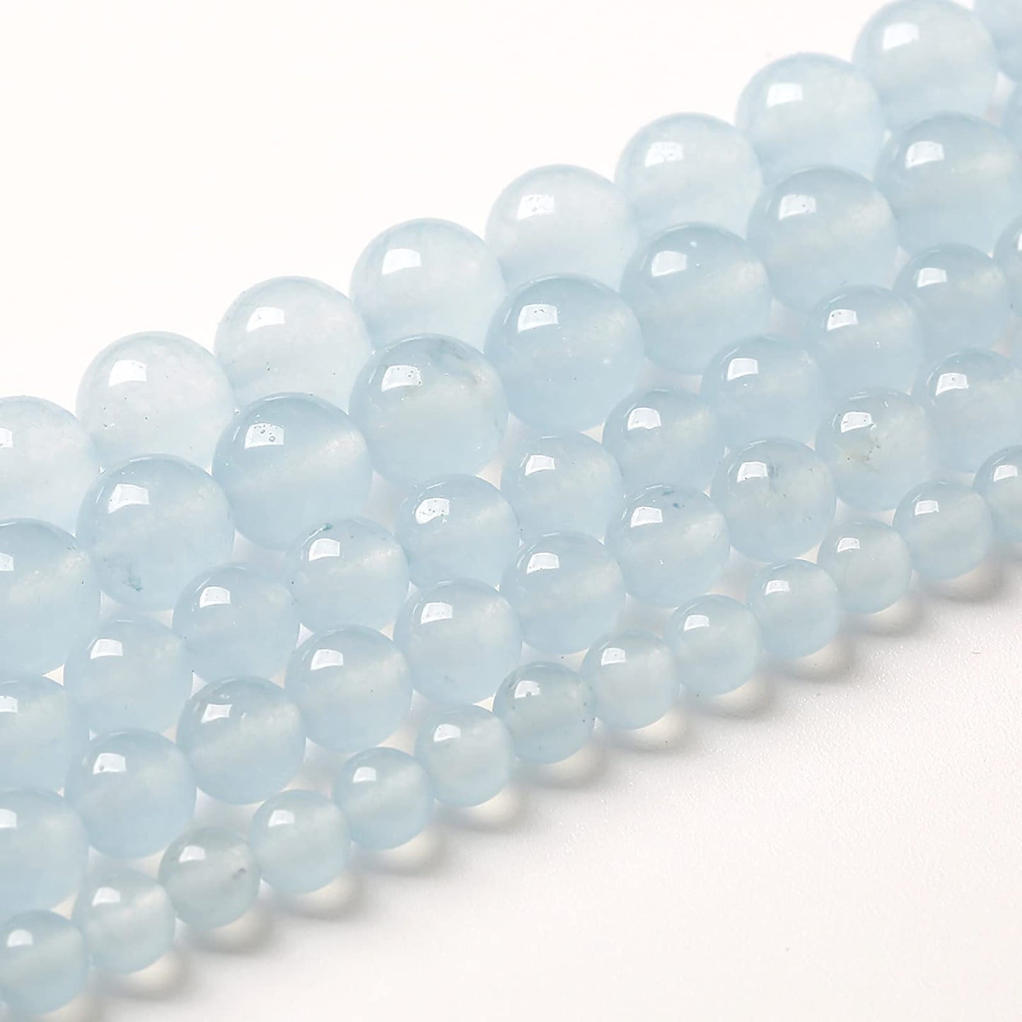 10mm 36pcs Natural Aquamarine Blue Jade Stone Beads for Jewelry Making DIY Bracelet Necklace Accessories Crystal Energy Healing Power Stone Beads(Aquamarine Blue Jade, 10mm)