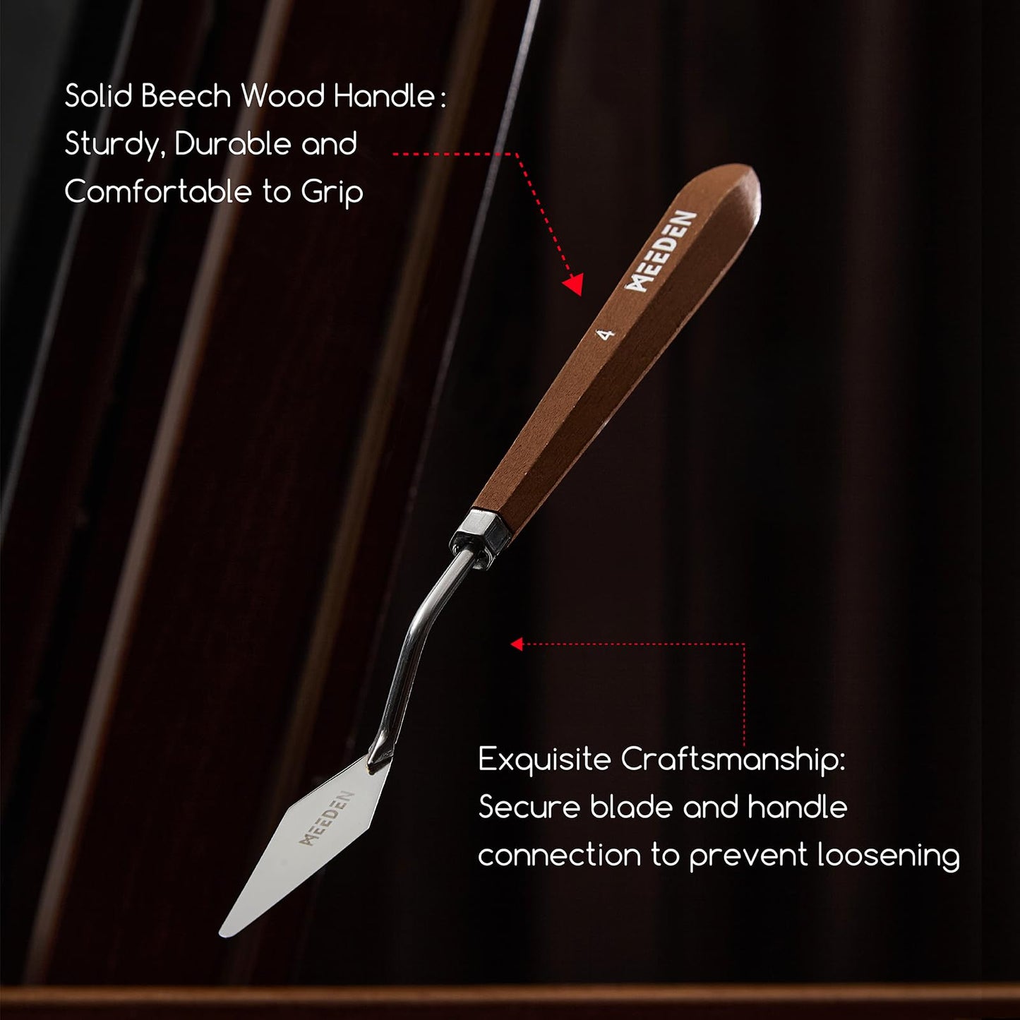 MEEDEN Artist Palette Knife Set: 3Pcs Art Spatula Knives with Wooden Handle - Stainless Steel Pallet Knives for Oil, Acrylic Canvas Painting