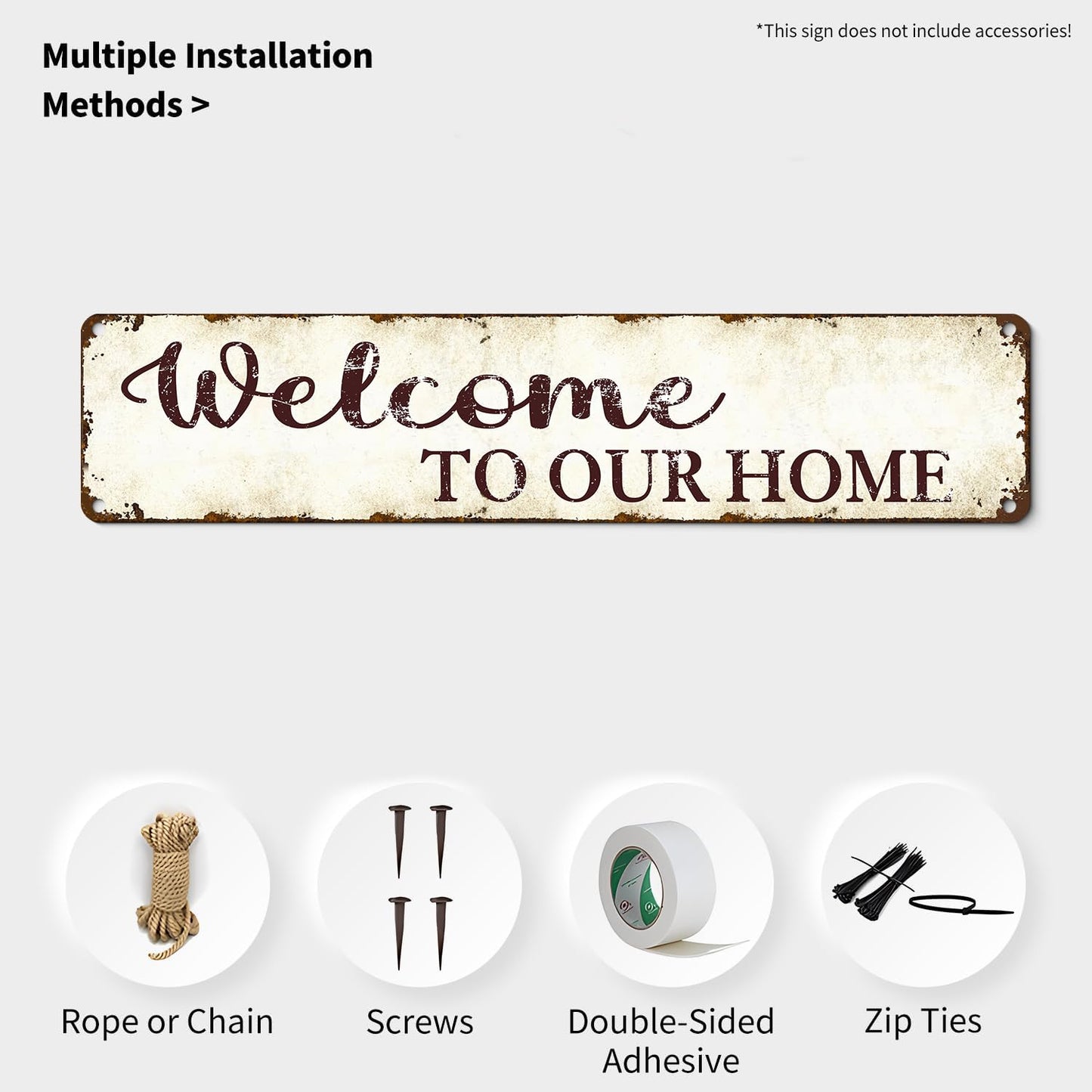 Outdoor Metal Welcome Sign - Welcome to Our Home - 16"x4" Weather-Resistant Front Door Decor - Rustic Porch Sign for Housewarming Gifts, Garden, Farmhouse - Country-Style Durable Metal Wall Art