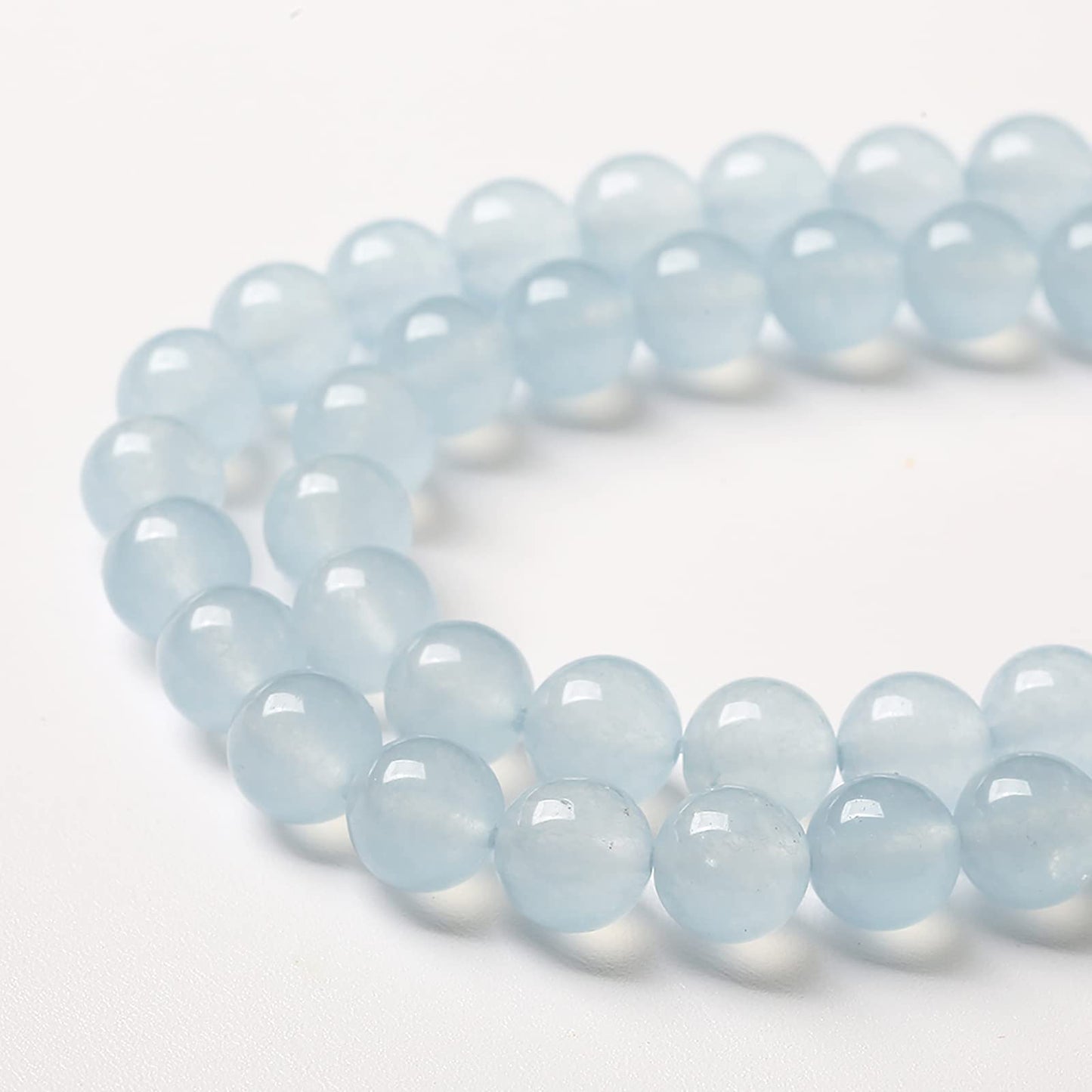 10mm 36pcs Natural Aquamarine Blue Jade Stone Beads for Jewelry Making DIY Bracelet Necklace Accessories Crystal Energy Healing Power Stone Beads(Aquamarine Blue Jade, 10mm)