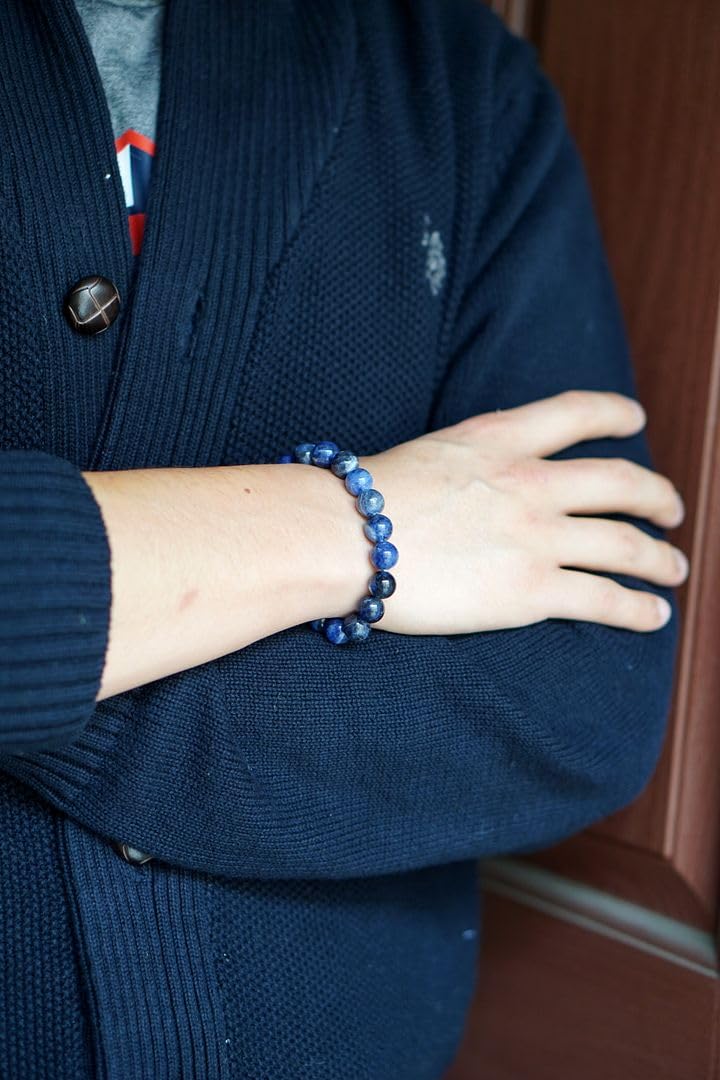 Adabele Real Natural Blue Sodalite Gemstone Beaded Bracelet 7 inch Stretch Chakra Healing Crystal Stone Women Mom Gift (Unisex) GB10-A47