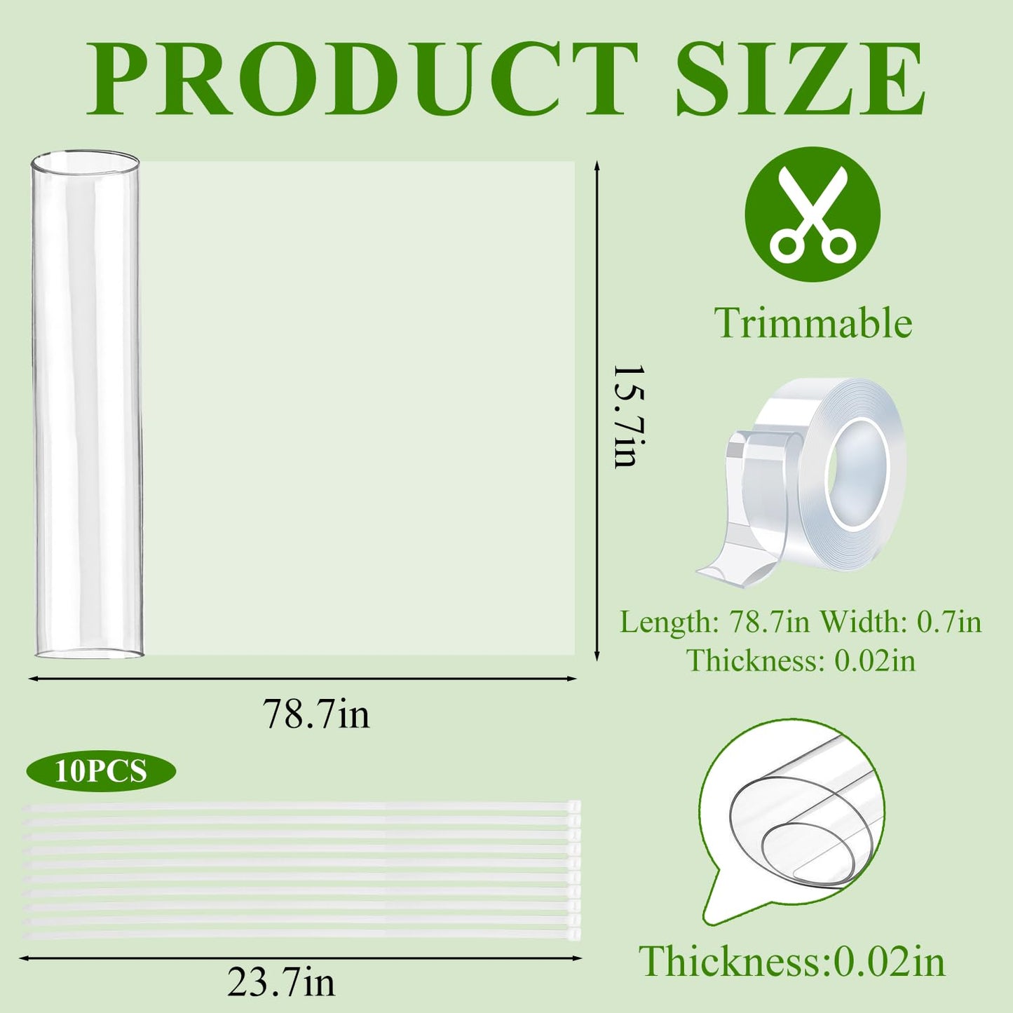 GRETJOB 79" L x 16" W Plastic Tree Trunk Protector Guard, Iguana & Squirrel Baffle for Tree Trunk with 10 Cable Tie and Tape to Protect Damaged Bark, Easy Install Reusable