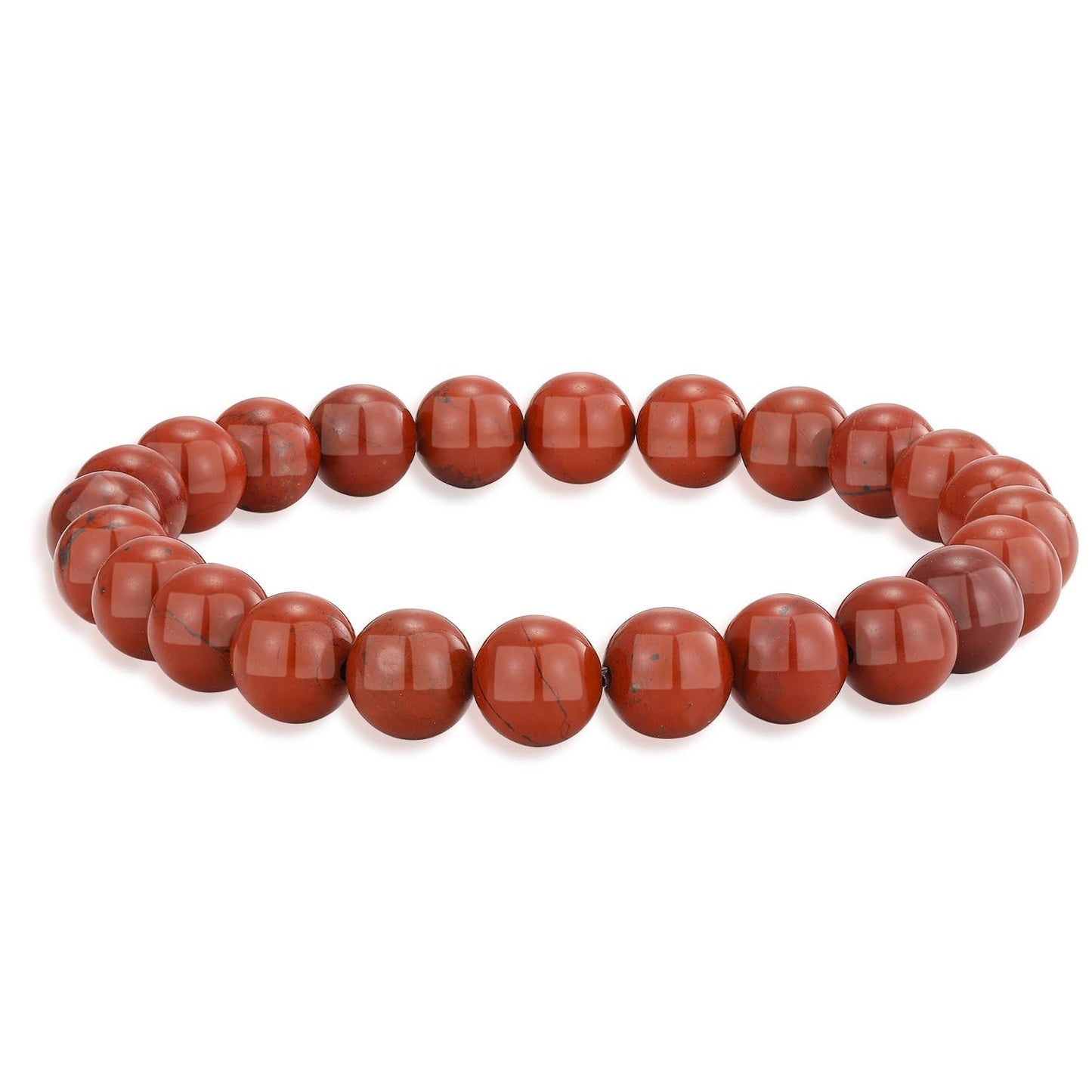 Crystal Vibe Red jasper Crystal Bracelet for Improving Focus and Relationships - Strengthen Love Life - 8mm Beaded Bracelet for Women Men - Elastic Adjustable Size
