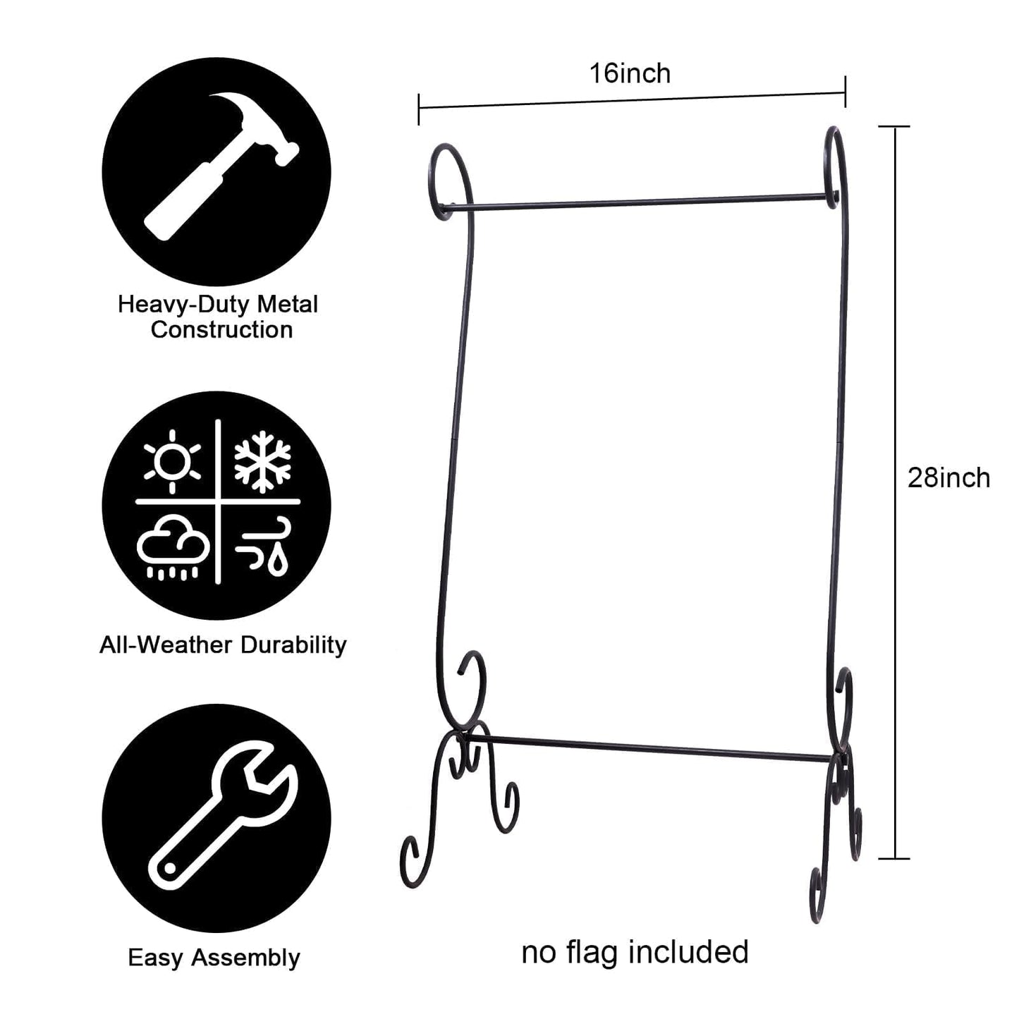 ESTTOP Scroll Garden Flag Stand Metal Iron Flag Holder Stand For Outside or Inside House Patio Balcony Decor Suitable for 12x18 Garden Flags No Flags Included