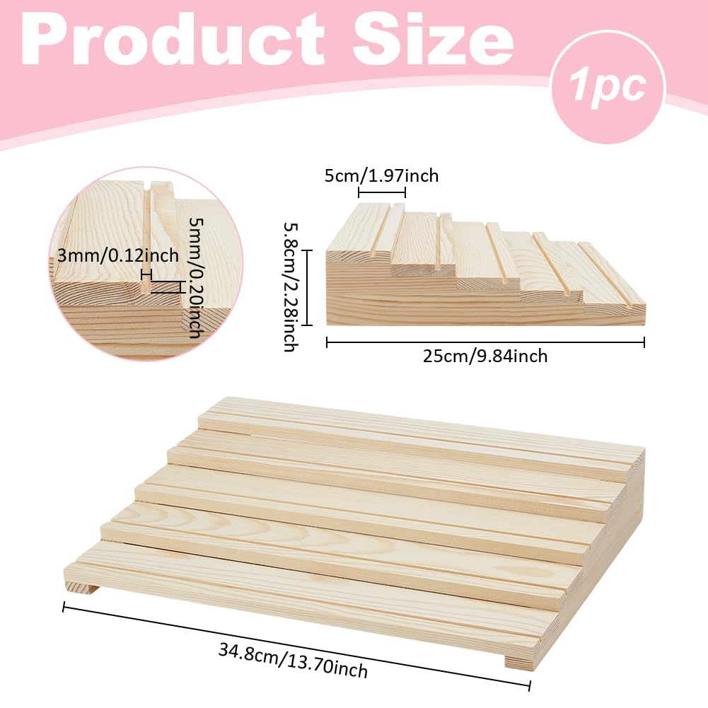 PH PandaHall Wood Earring Card Display Stand, 5-Slot Rustic Earring Holder Riser Portable Jewelry Display Rack Organizer for Vendor Booths Selling Retail Business Jewelry Show