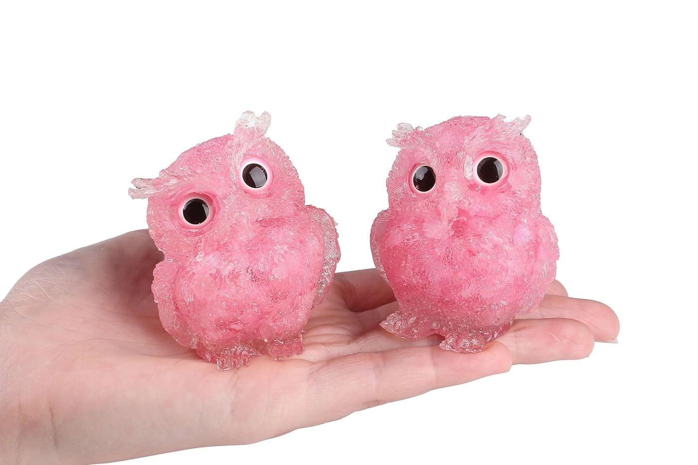 LAIDANLA Rose Quartz 2.4" Owl Statue Natural Healing Crystal Cute Owl Animal Pink Figurine Pocket Sculpture Reiki Spiritual Energy Gemstone Home Office Room Desk Decor Gifts for Women Men