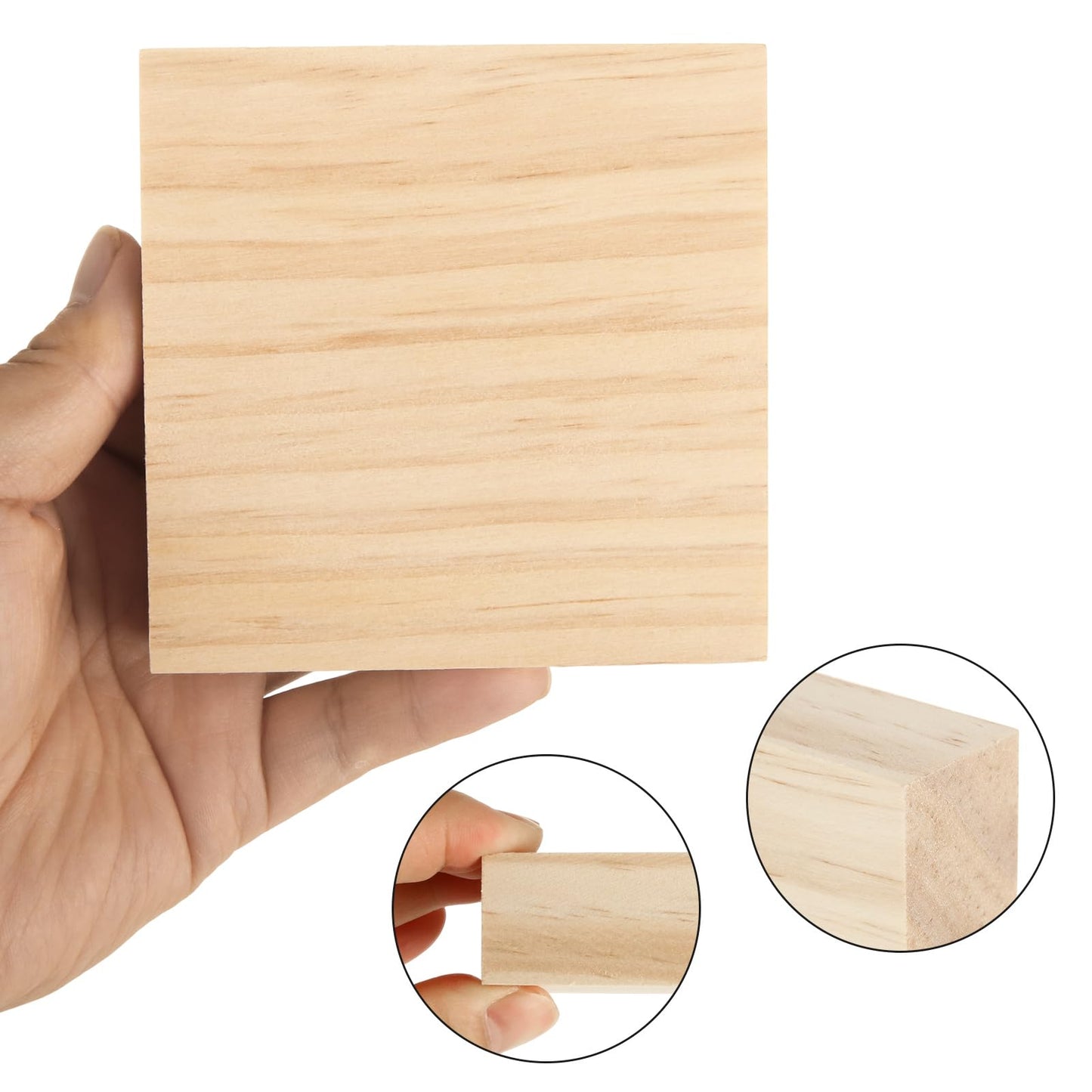 Acrux7 20 Pack 4x4x1 Inch Wood Squares, Unfinished Wooden Panels, Blank Natural Pine Wooden Boards for Crafts, Painting, Laser Engraving, Wood Burning, DIY Coasters