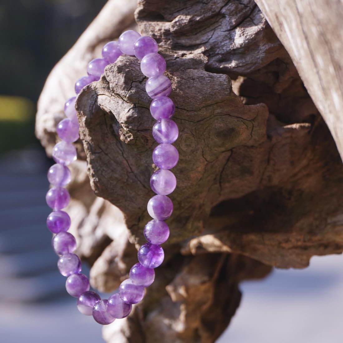 6mm Dream Amethyst Bracelet | Ethereal Crown Chakra Purple Crystal with White Inclusions - Handmade Meditation Spiritual Jewelry for Peace & Intuition | Beading Tool Kit - Fits for 6-7" Small Wrist