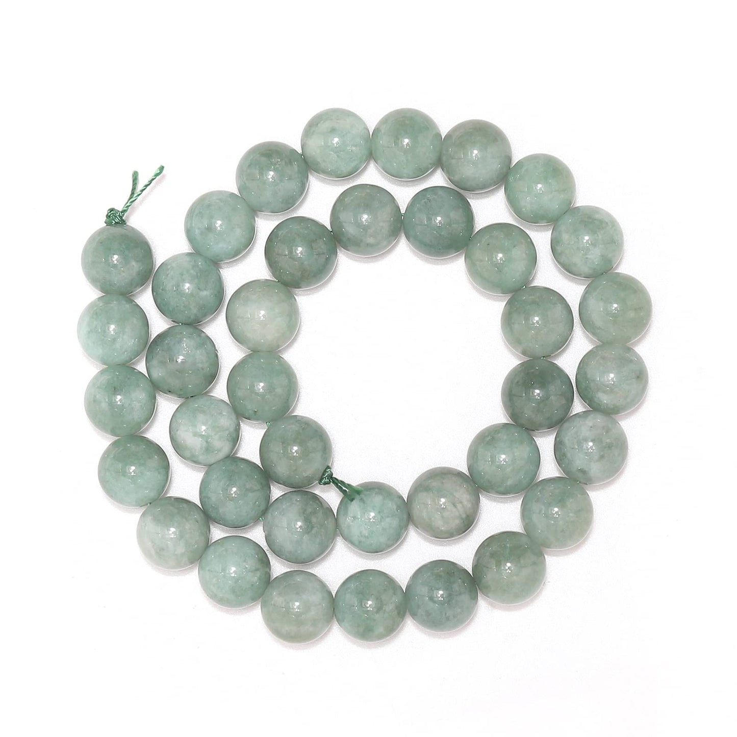 35pcs 10mm Burmese Jade Loose Beads for Jewelry Making, Natural Semi Precious Beads Round Smooth Gemstone Spacer Beads Charms for Necklaces Bracelets