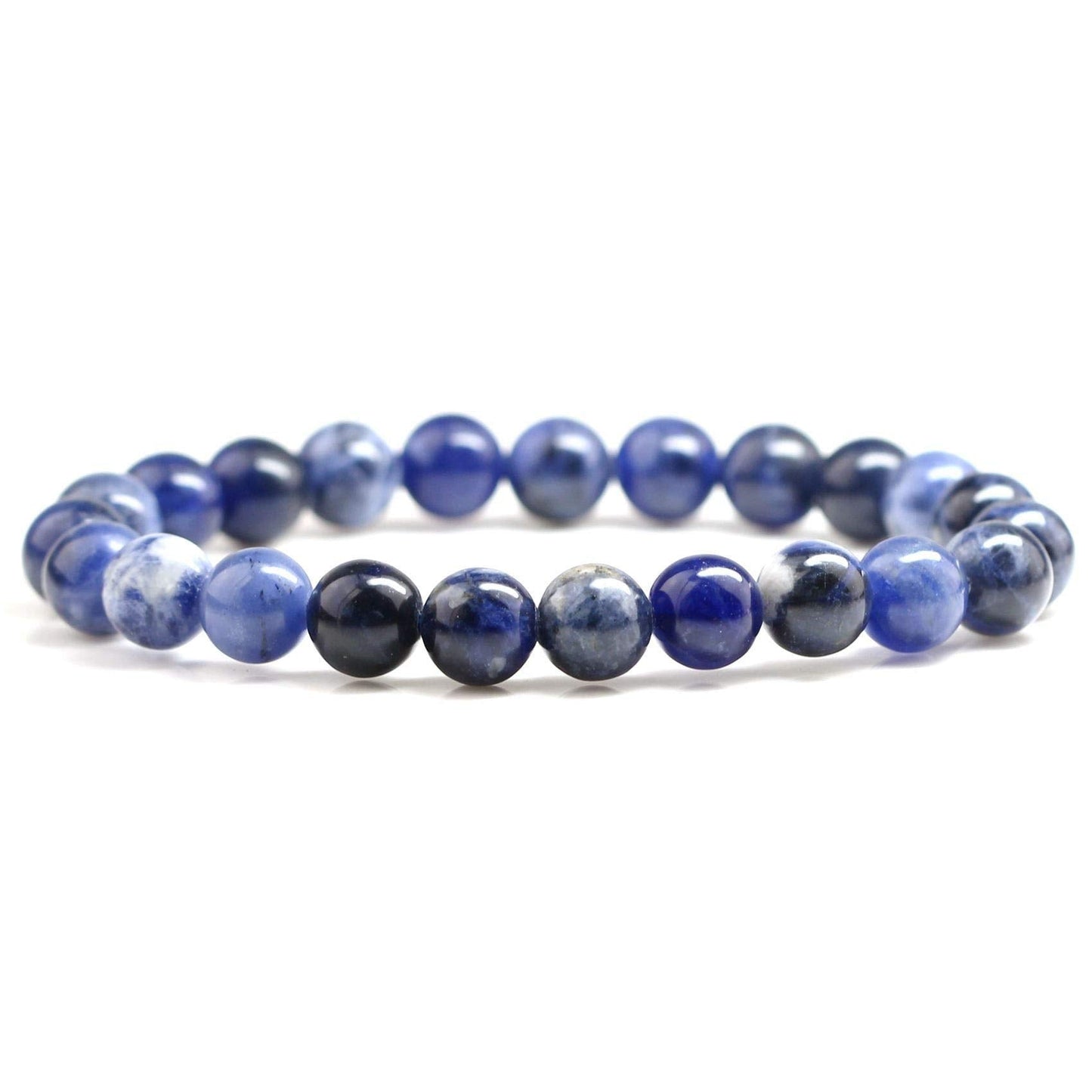 Clearain Natural Gemstones Bracelet 8mm Chakra Round Beads Energy Power Crystal Reiki Healing Elastic Stretch 7 Inch for Women Men Unisex(Sodalite)
