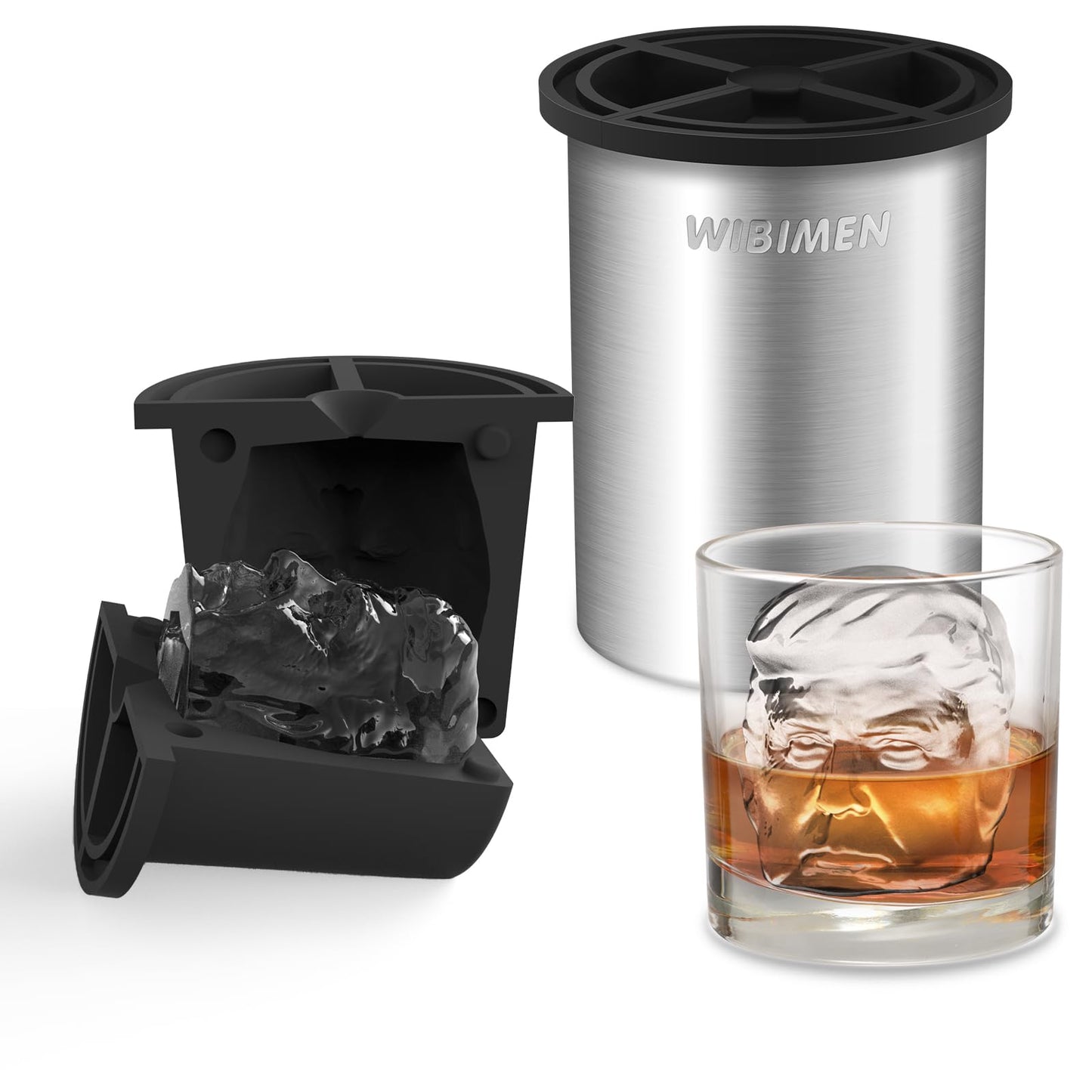 Clear Ice Cube Maker, 2" Stainless Steel Clear Ice Maker for Old Fashioned Whiskey lover, Bourbon, Whiskey, Cocktail Gifts for Men on Birthday or Holiday, Easy-Release Ice Ball Maker Mold