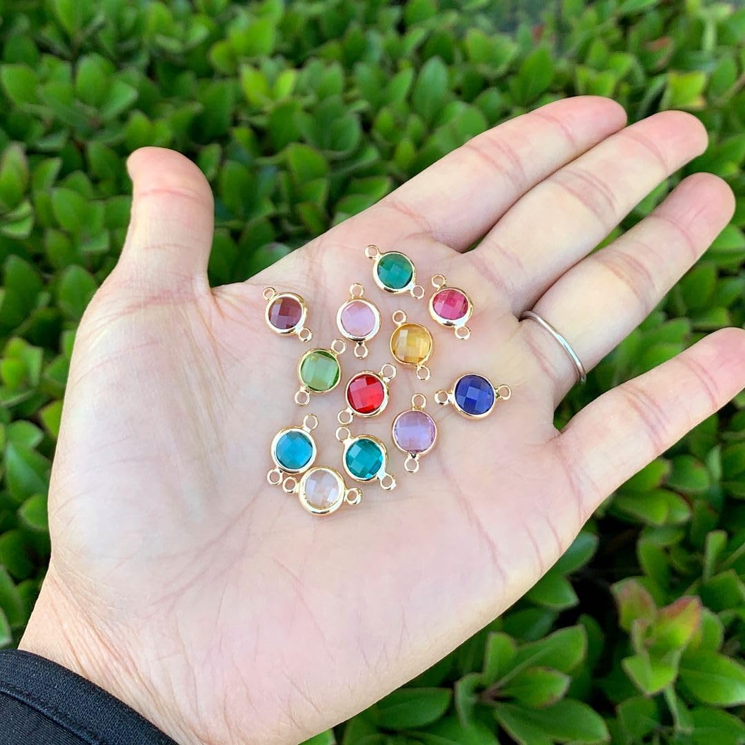 1 Set Adabele Grade A Mixed Birthstone Connector Links 8mm Austrian Crystal Bead 18K Yellow Gold Plated (12pcs) for DIY Craft Jewelry Making CCP29