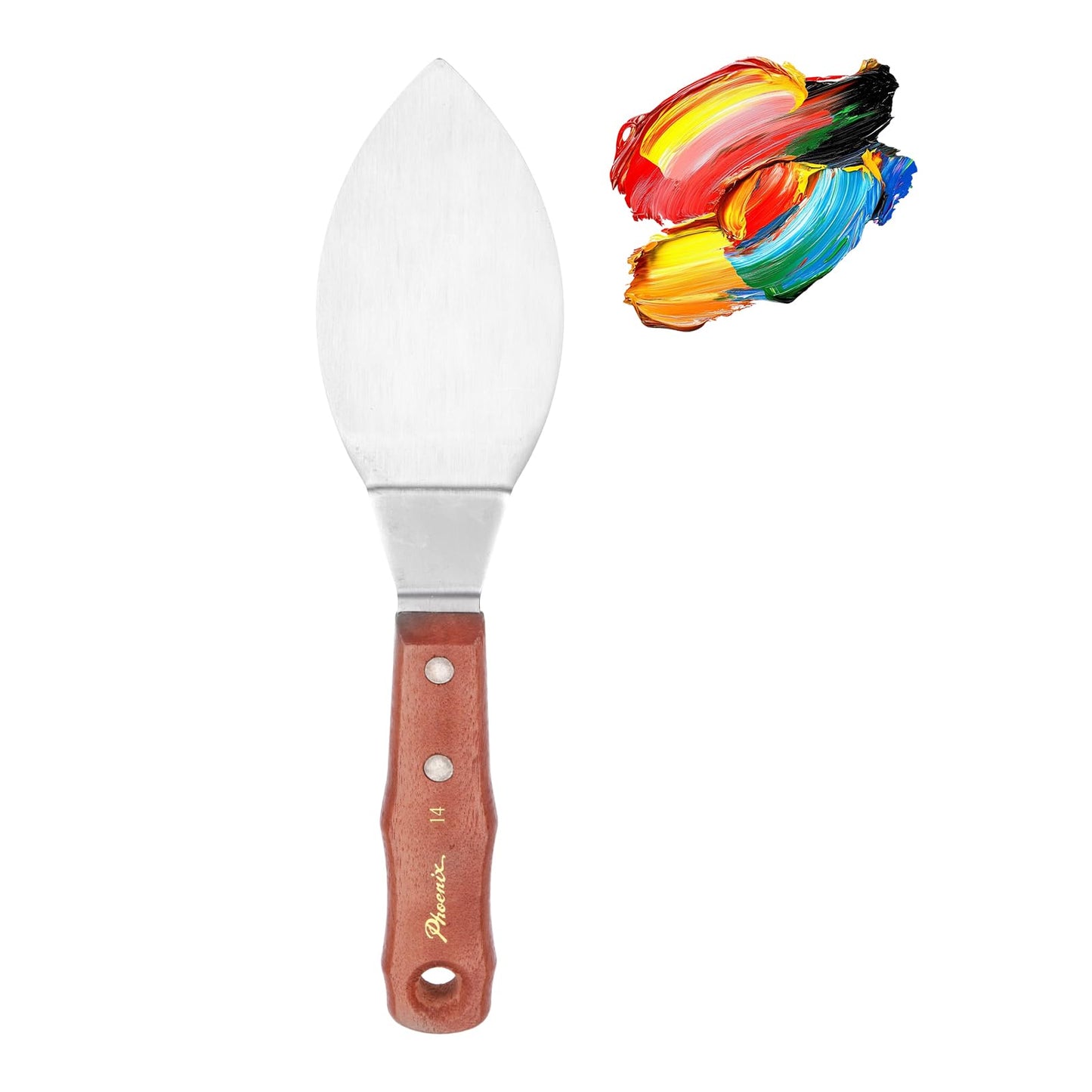 MECCANIXITY Pack of 1 Large Palette Knife No.14, 10.6" Long Palette Knives with Stainless Steel Flexible Spatula Pallet Knife and Wood Handle for Scraping, Mixing, Oil Acrylic Painting Canvas