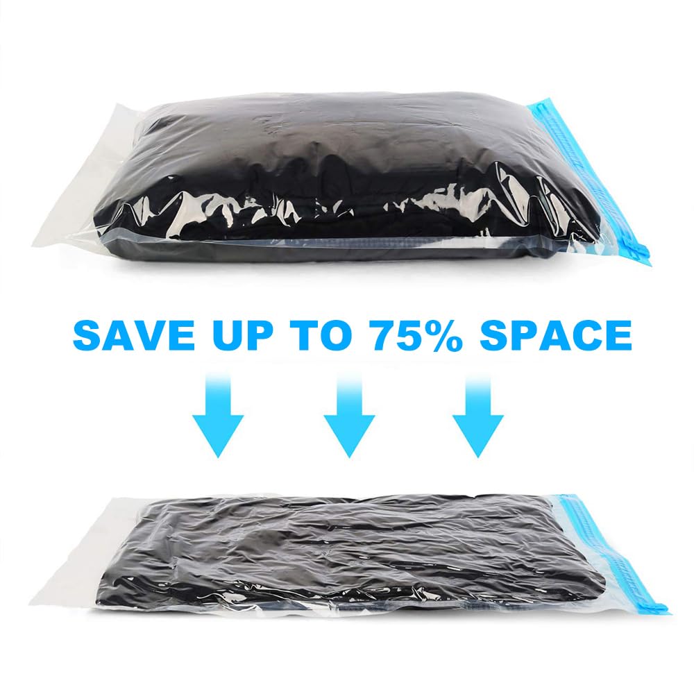 ALMING Compression Bags - Travel Accessories - 10 Pack Space Saver Bags - No Vacuum or Pump Needed - Vacuum Storage Bags for Travel Essentials - Home Packing-Organizers (Blue)