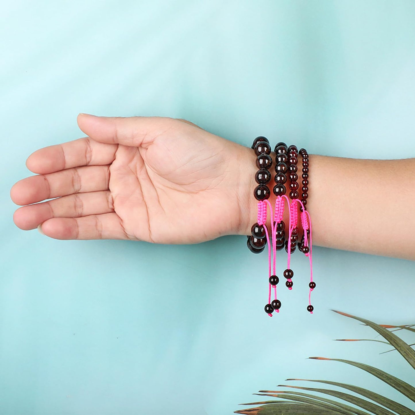 AD Beads 8mm Garnet Bracelet - Stone of Devotion - Handmade Natural Stone Crystal Bracelet with Adjustable Macrame String - Yoga Healing Power Energy Gifts for Men and Women