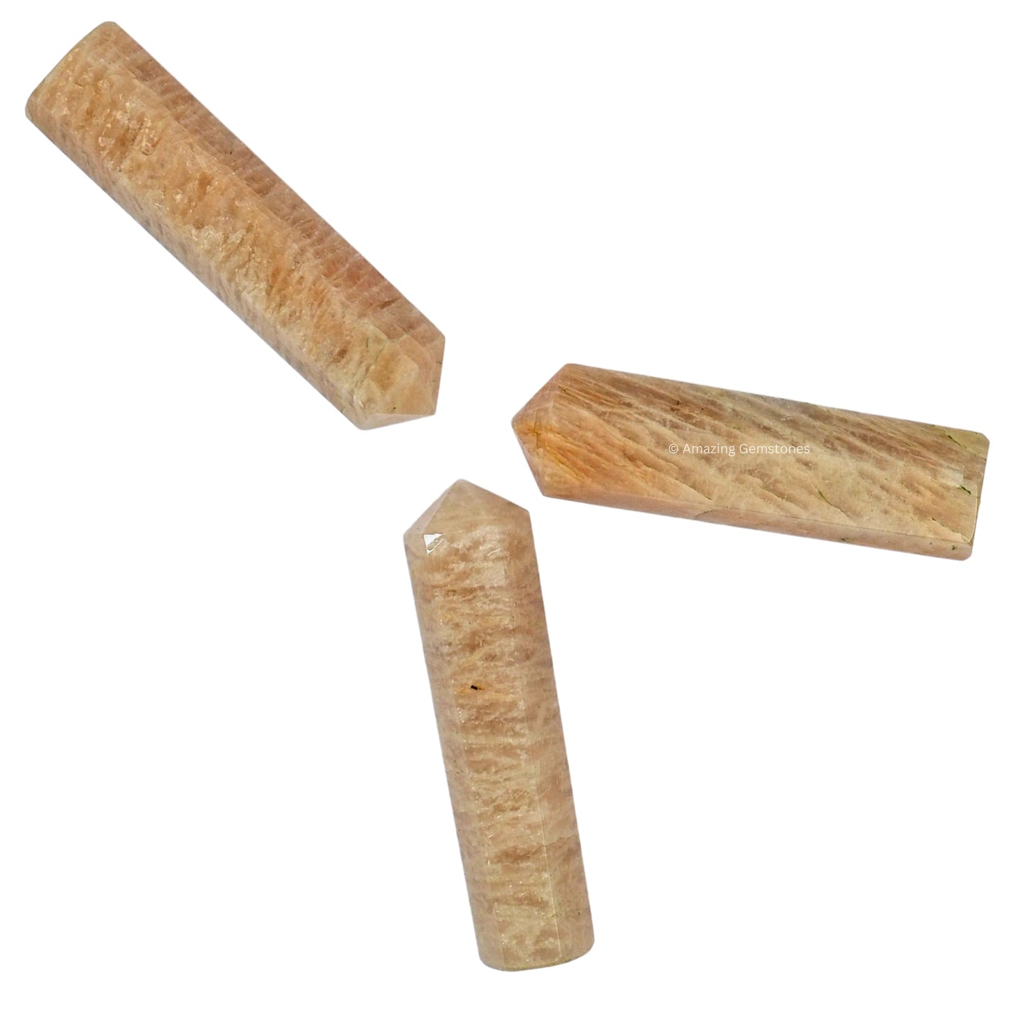 Amazing Gemstone Cream Moonstone Crystal Points Bulk Healing Crystals - Pack of 3 Single Terminated Healing Wand Point Bulk Crystals for Crafts, Crystal Grid, DIY Work - - Beginners Gift
