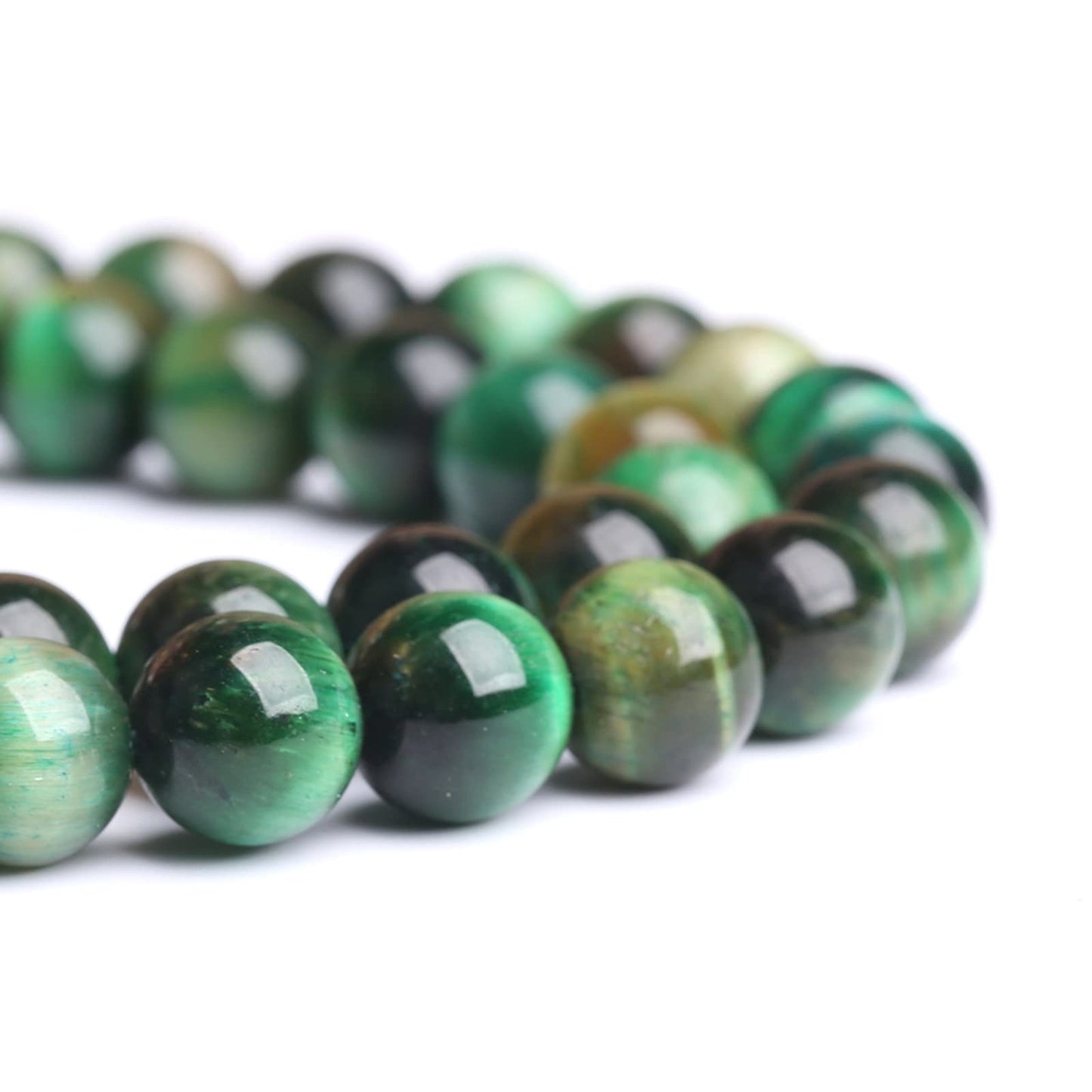 10MM 36PCS Natural Multi Green Tiger Eye Stone Beads for Jewelry Making DIY Bracelet