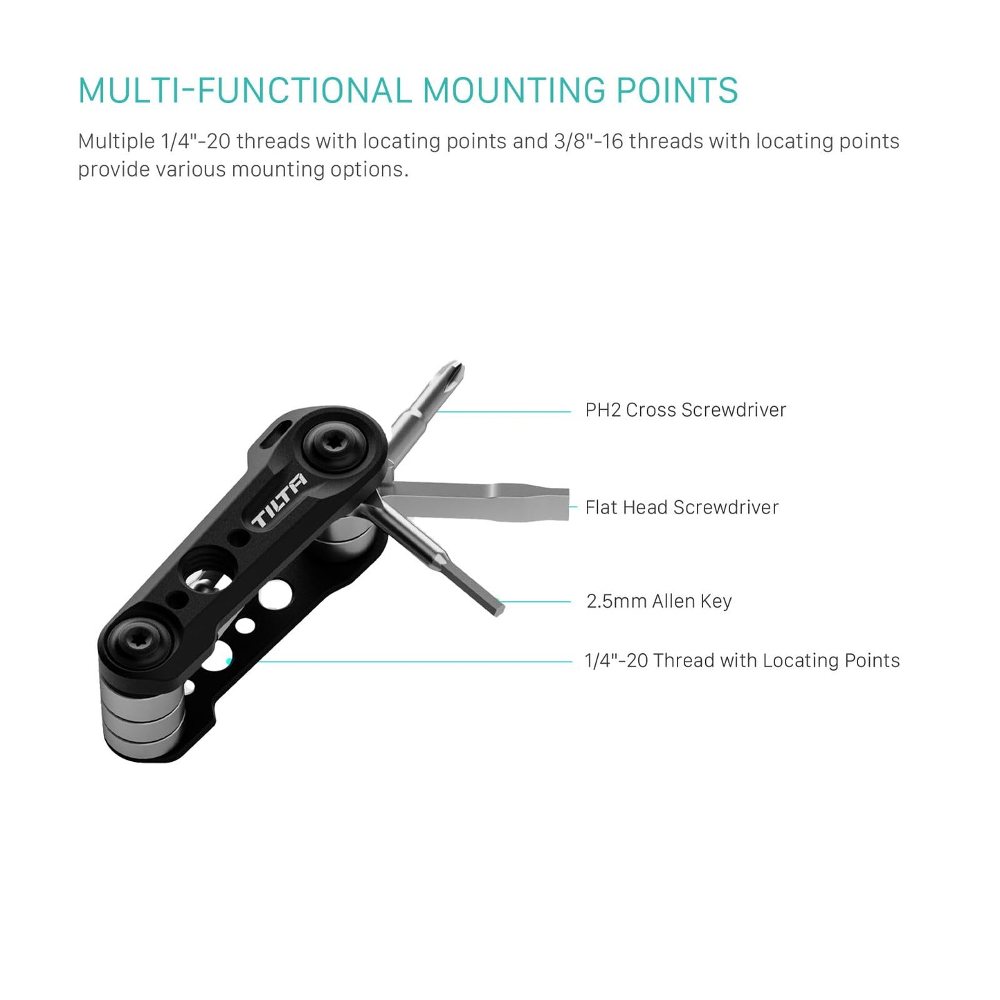 Tilta Multi-Functional Mini Tool Kit | Features Allen Keys and Screw Drivers | Compact & Lightweight | Compatible with Most Cages & Camera Systems (Black) TA-MMT-B