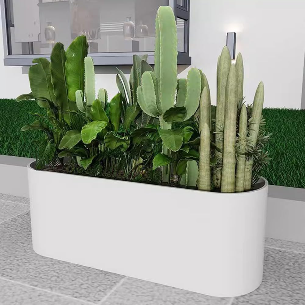 Sions Freestanding Planter Garden Beds, Outdoor Galvanized Planter Raised Garden Boxes, Raised Vegetable Gardens and Balcony Plant Tray Planting Beds,White 60cm*30cm*50cm