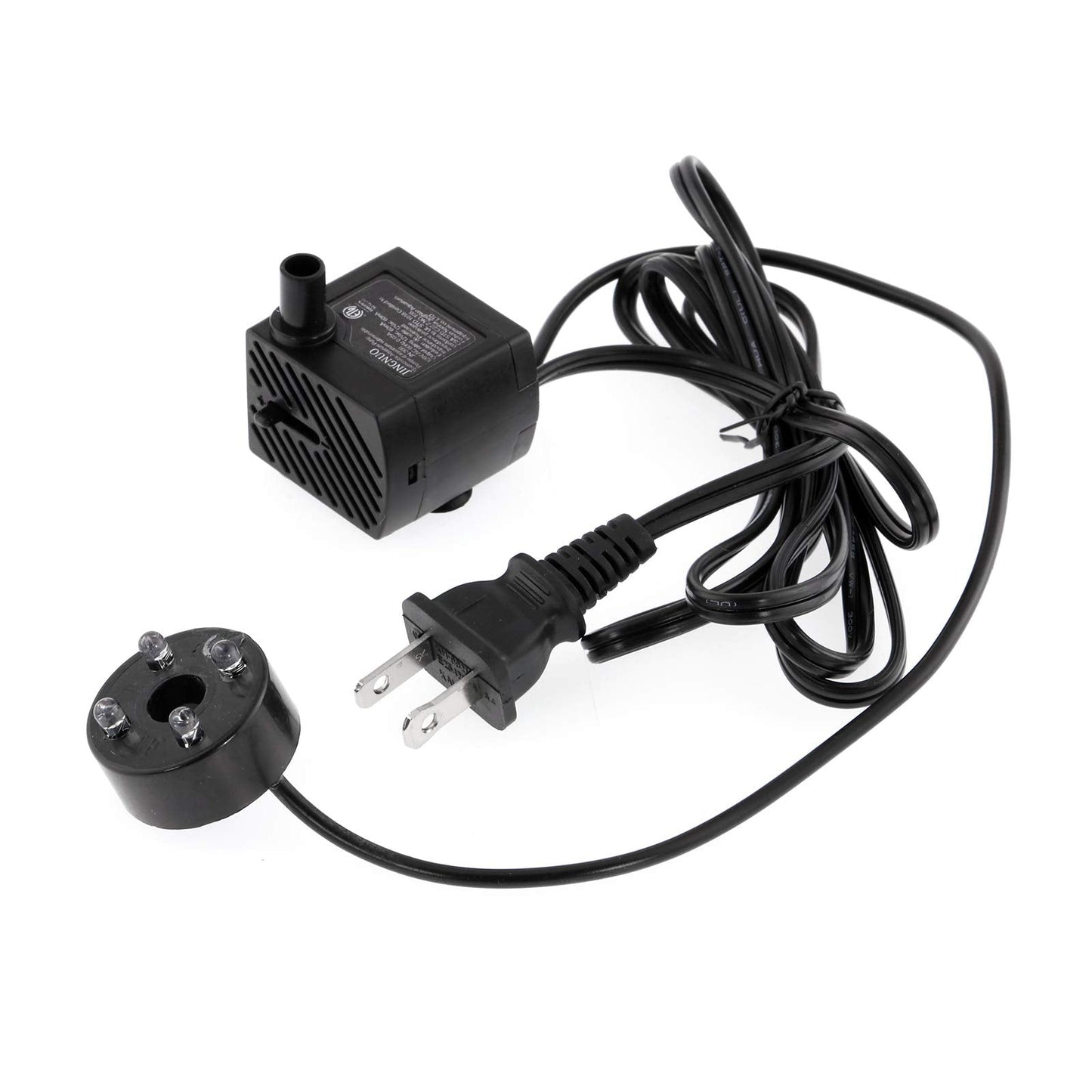 WICHEMI Fountain Pump with Light Indoor Fountain Water Pump Kit for Tabletop Water Fountain with Rolling Ball, Desktop Waterfall Fountains Submersible Pump Replacement - White Light