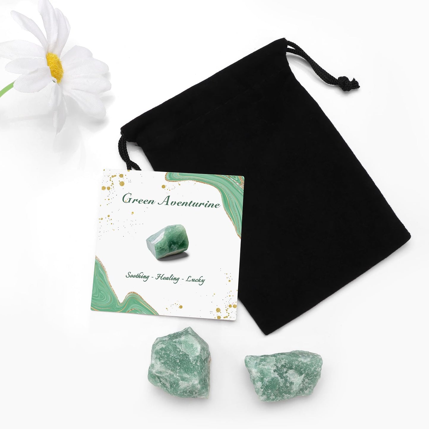 GolbalJew Green Aventurine Natural Raw Crystals 2PCS Healing Crystal Stones 1.2-2.0” Reiki Healing Gemstones for Meditation Chakra Balance Home Decor