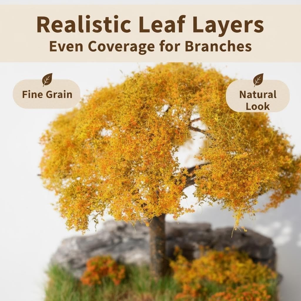 ZZZ SAN ZHI Multicolor Leaf Model - 300ml Miniature Scenery Material for Train Railway, Diorama, Car Scene & Scale Landscape Layouts (Golden Yellow)