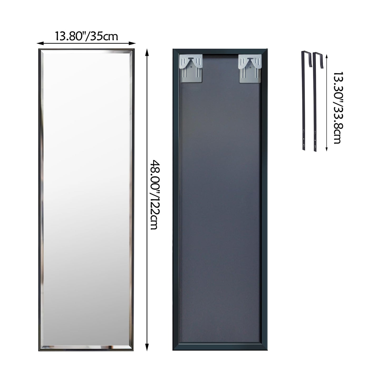 PETAFLOP 14x48 Inch Full Length Mirror Wall Mounted, Large Body Door Mirror with Rectangular Framed for Bedroom Bathroom Living Room Decor, Black