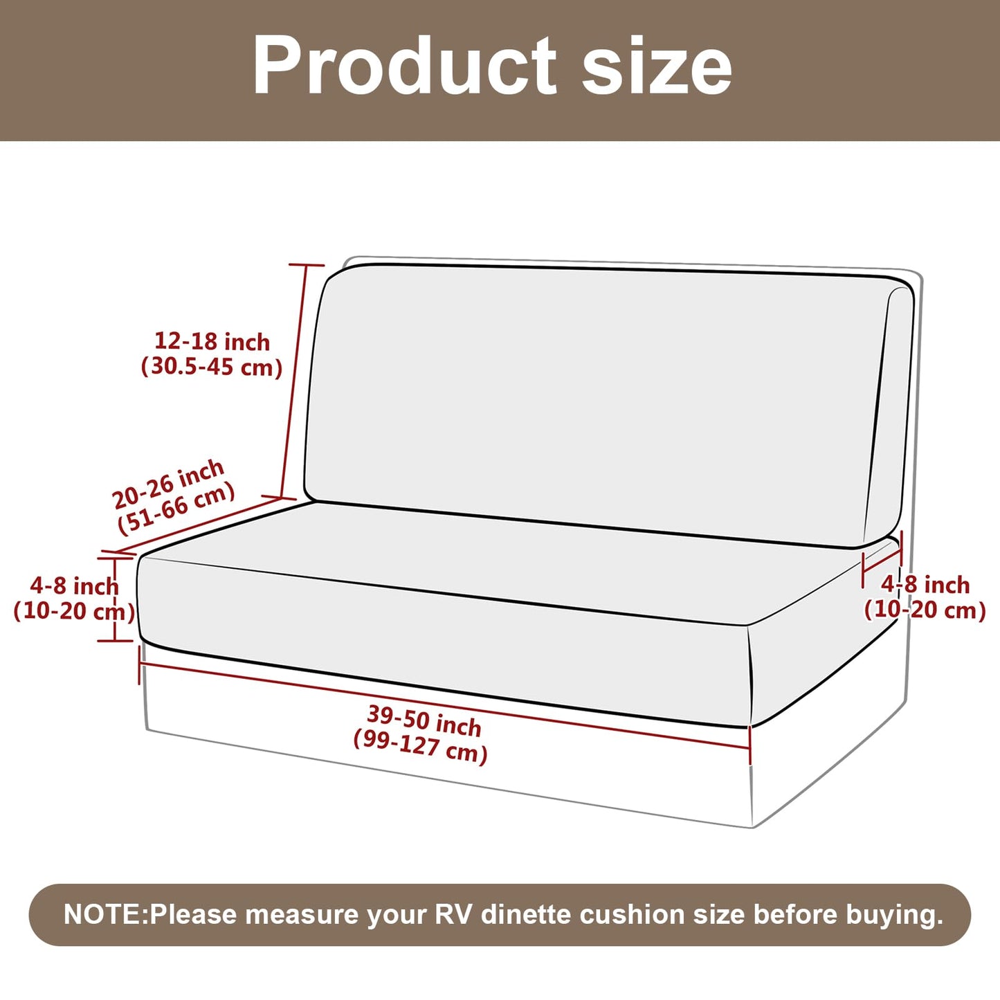 Eco-Ancheng RV Dinette Cushion Covers Camper Cushions Slipcover Stretch RV Dinette Seat Covers RV Couch Cushion Cover Sofa Seat Slipcovers for RV Camper Car Bench (1 Backrest Cover& 1 Bench Cover,08)