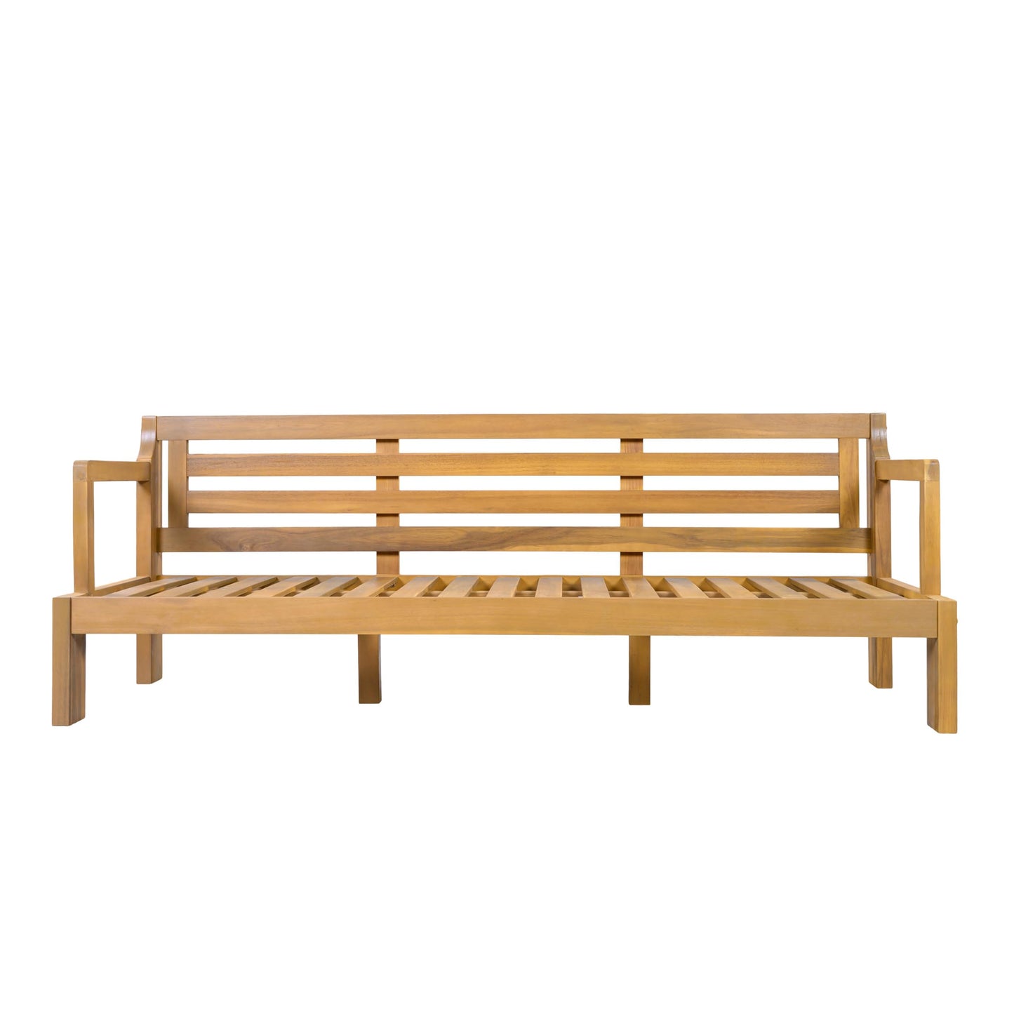 Christopher Knight Home Bayah Acacia Wood Outdoor 3 Seater Sofa with Cushion, Solid Wood Patio Sofa with Removable Cushion, Comfy Lounge Sofa for Patio Furniture Set, Natural Teak+Beige