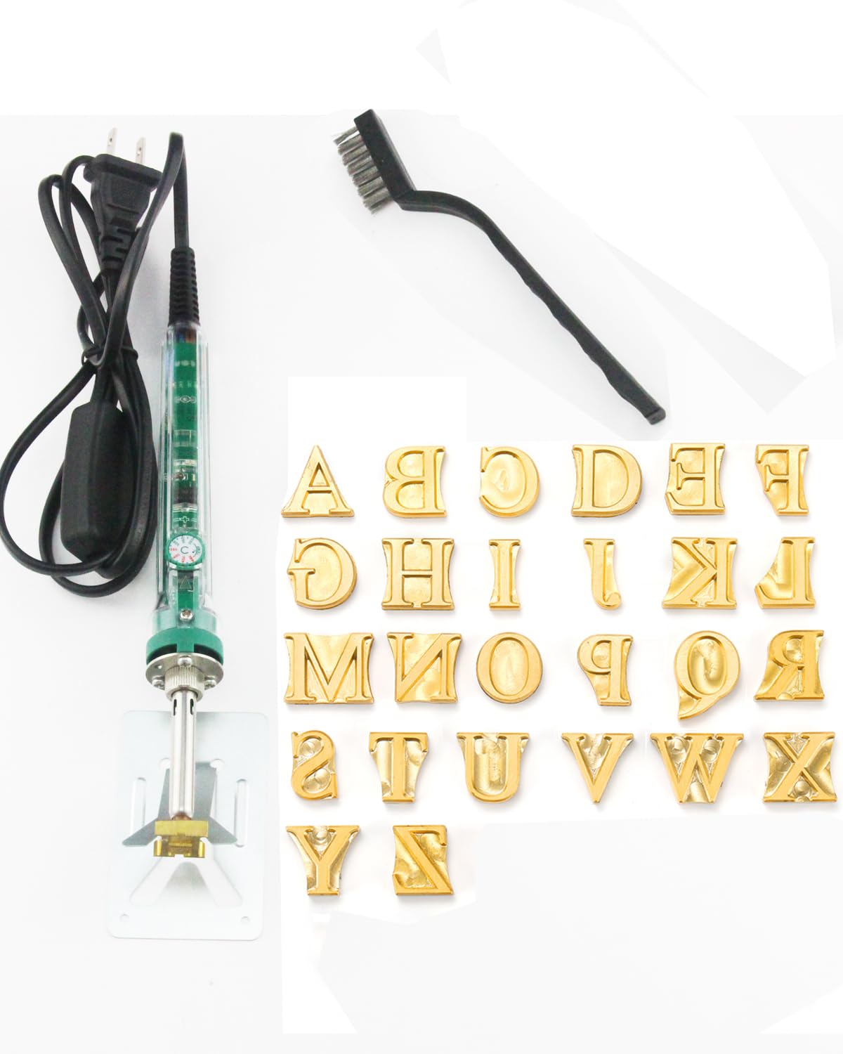 Arokimi 5/8" Wood Burning Letter Kit, 26 Pcs Alphabet Branding Iron for Wood Leather Hats BBQ Bread, with an 80W Electric Branding Iron