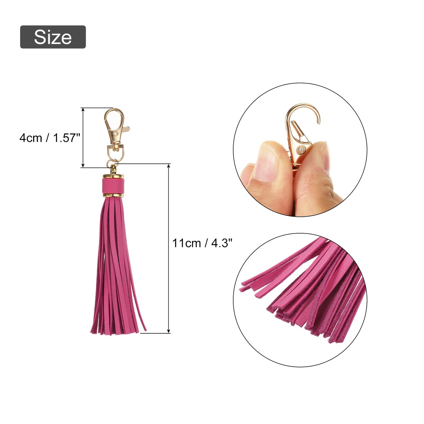 uxcell 18pcs PU Leather Tassels, 5.9 Inch Keychain Tassel Charm with Lobster Swivel for Jewelry Making, Handbag, DIY Crafts, (Rose Pink)