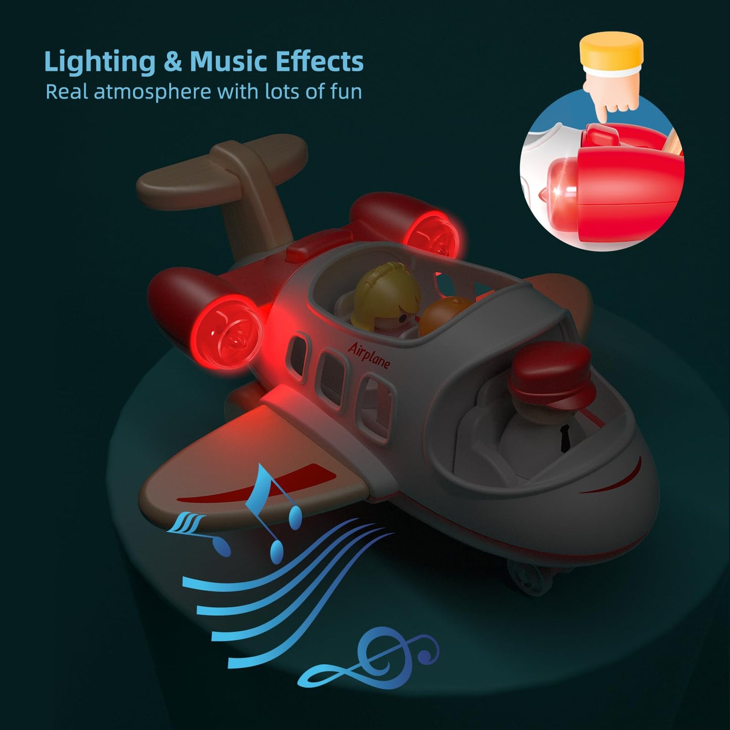 Wanborns Airplane Toys for Toddlers 1-3, Toys Planes Toys with Sound and Light, Mini Airliner Toys for Introducing Aeronautical Knowledge, Car Toys for 18 Months, 2 3 4 5 Years Old Kids Boys Gift