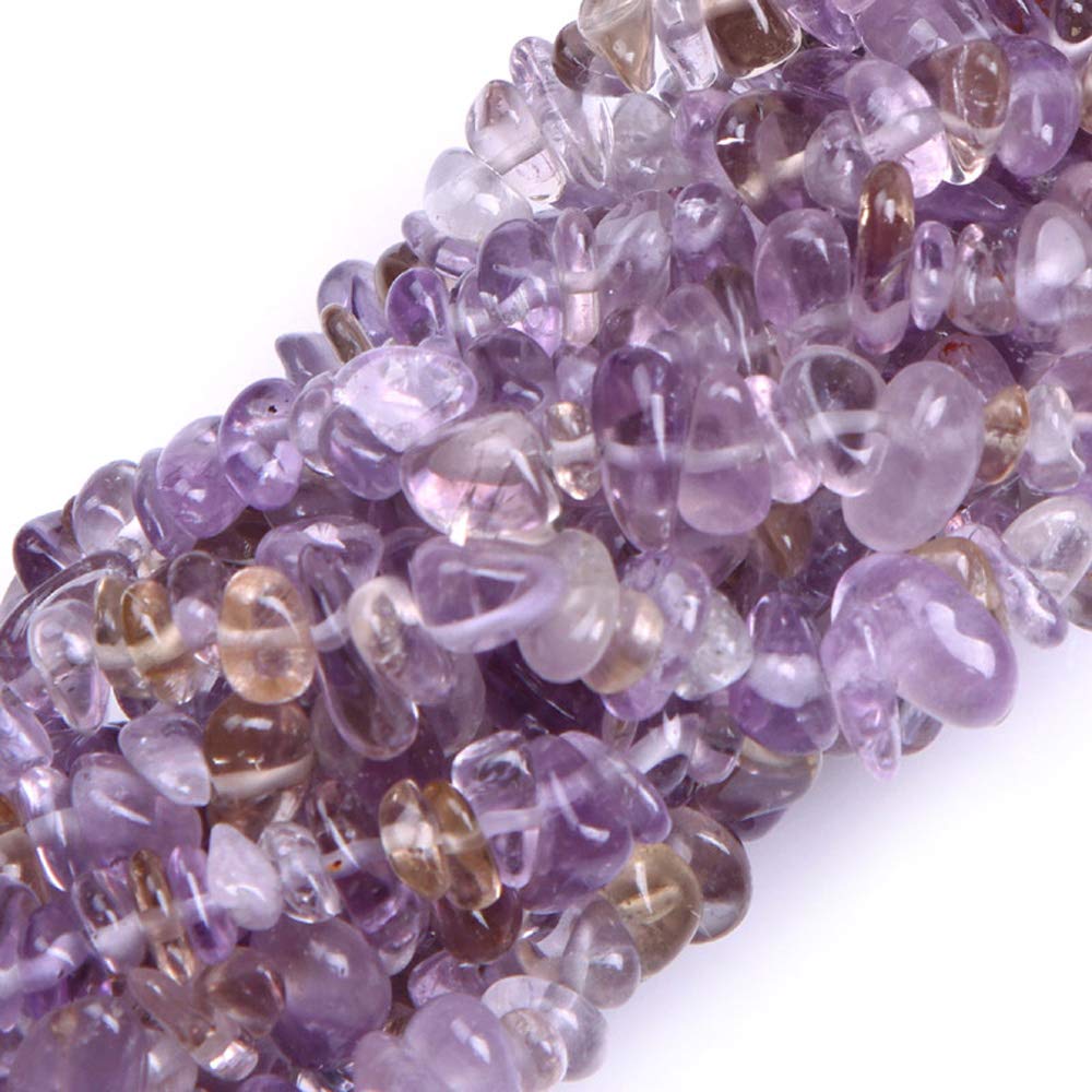 HAAMIIQII Natural Ametrine Chips Irregular Stones Energy Healing Loose Gemstone Beads for Jewelry Making Strand 30 Inch