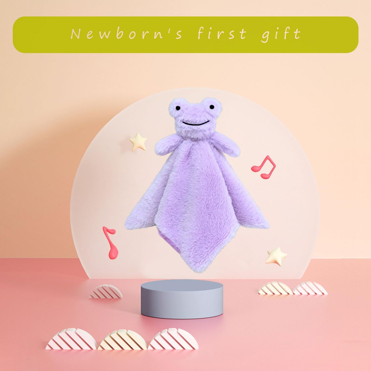 Doindute Baby Purple Soft Frog Stuffed Animal Security Blanket, Plush Frog Character Lovey Blanket, Baby Shower/Nursery Gift, Newborn Infant Toddler Snuggle Blankie for Girls Boys, 14 Inches