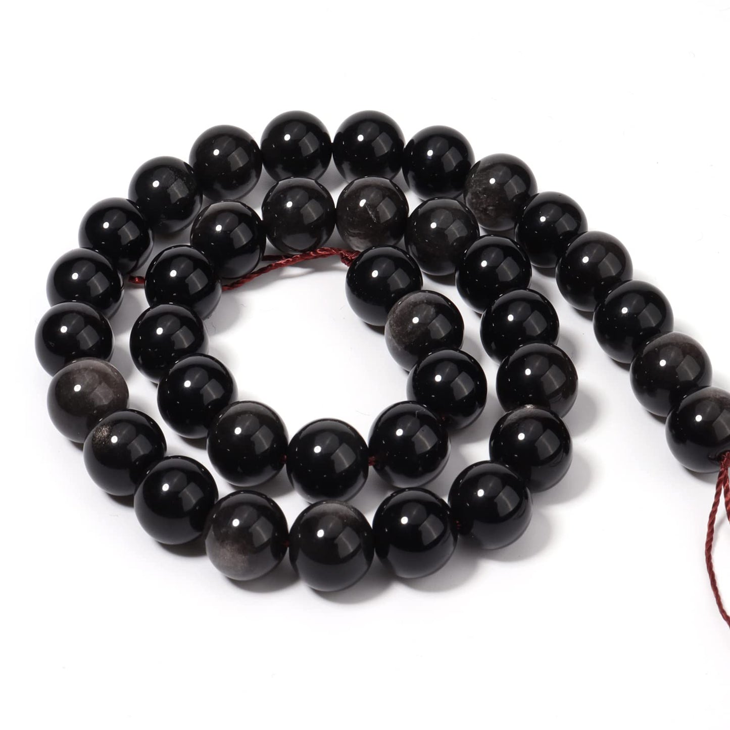 60pcs 6mm Natural Silver Obsidian Gemstone Beads Energy Healing Crystal Round Loose Stone Beads for Jewelry Making, DIY Bracelets Necklaces