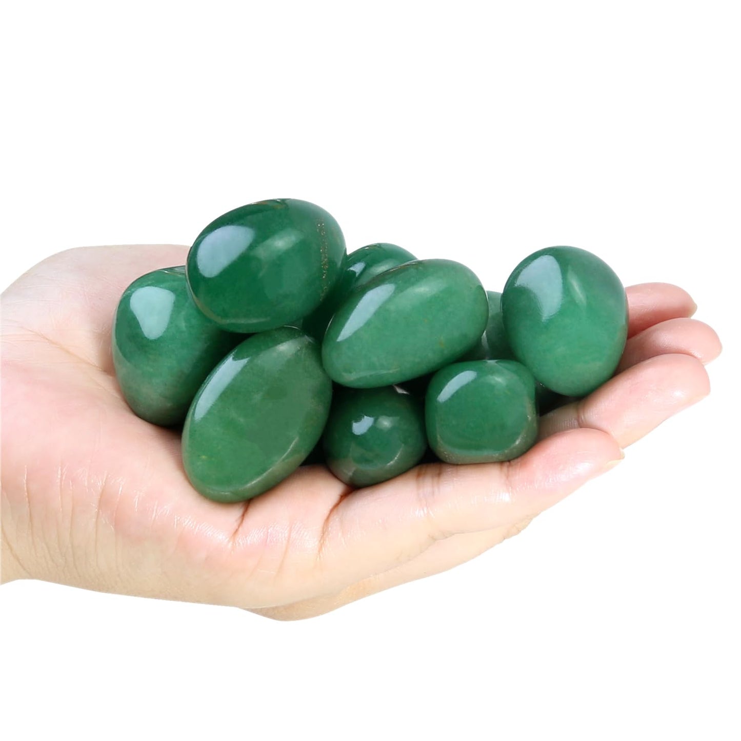 Namzi Brazilian Tumbled Polished Natural Green Aventurine Crystals, Crystals and Healing Stones Quartz Bulk for Wicca, Reiki, Healing Energy, Chakra Stones, Witchcraft Supplies(10 Pcs)
