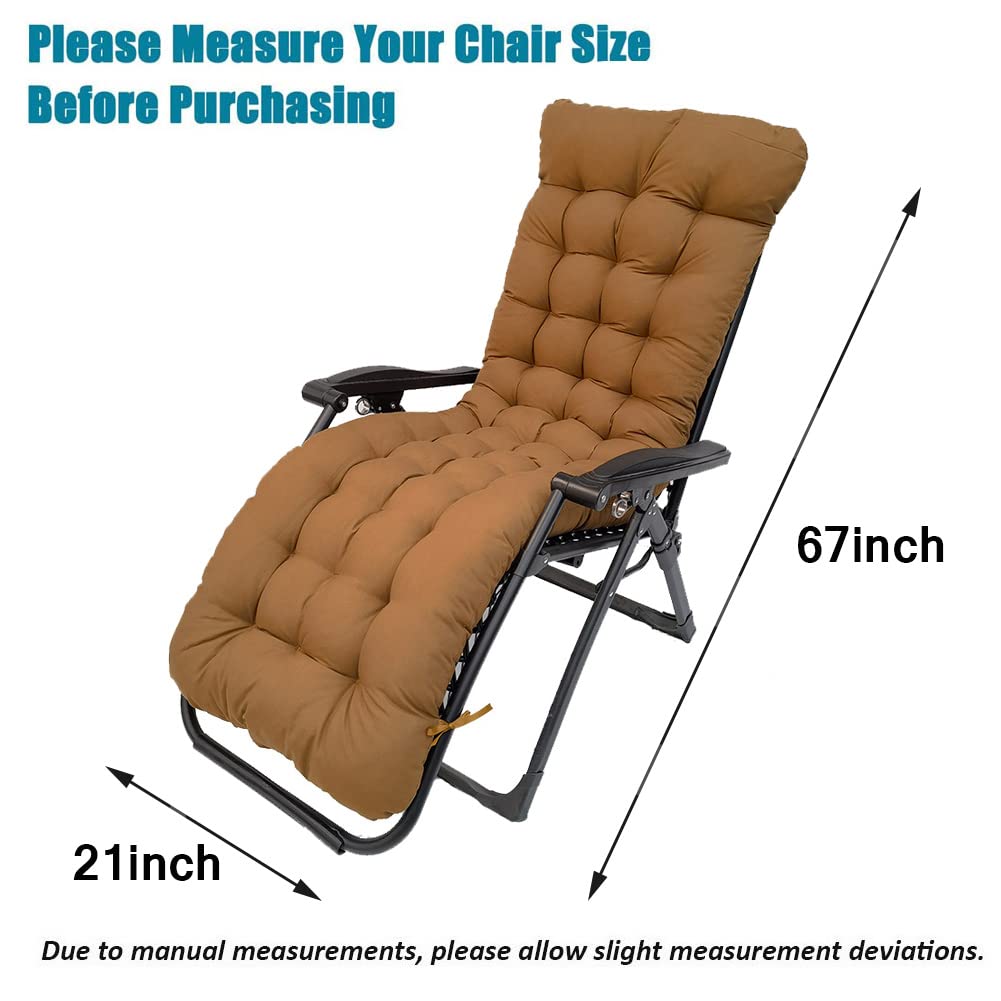 Shapeazy Sun Lounger Chair Cushions, 67-inch Lounge Chaise Cushion Sun Lounger Mattress with Non-Slip Back Elastic Sleeve for Garden Outdoor/Indoor/Sofa/Tatami/Car Seat/Bench (Coffee)