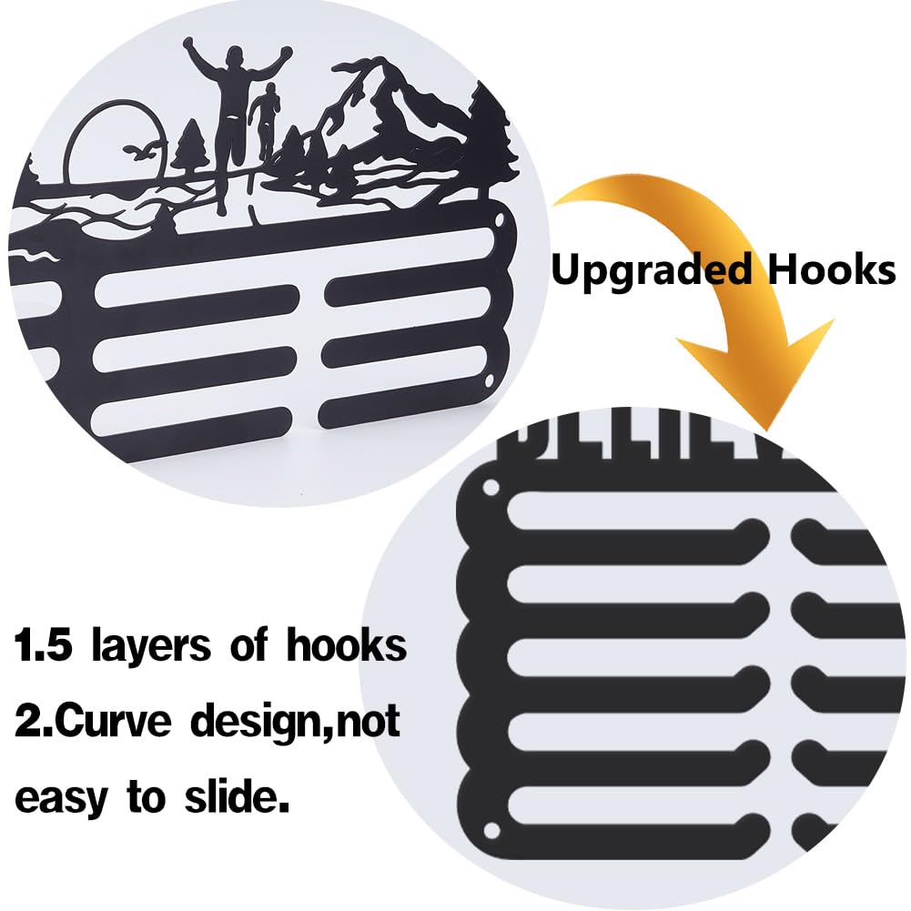 SUPERDANT Gymnastic Medal Hanger Display Women Girls Gymnastic Award Metal Holder Rack Star Gymnastics Holder Display 5 Rows 20 Hangers Medal Rack Wall Mounted Race Hanger Gifts for Athletes Kids