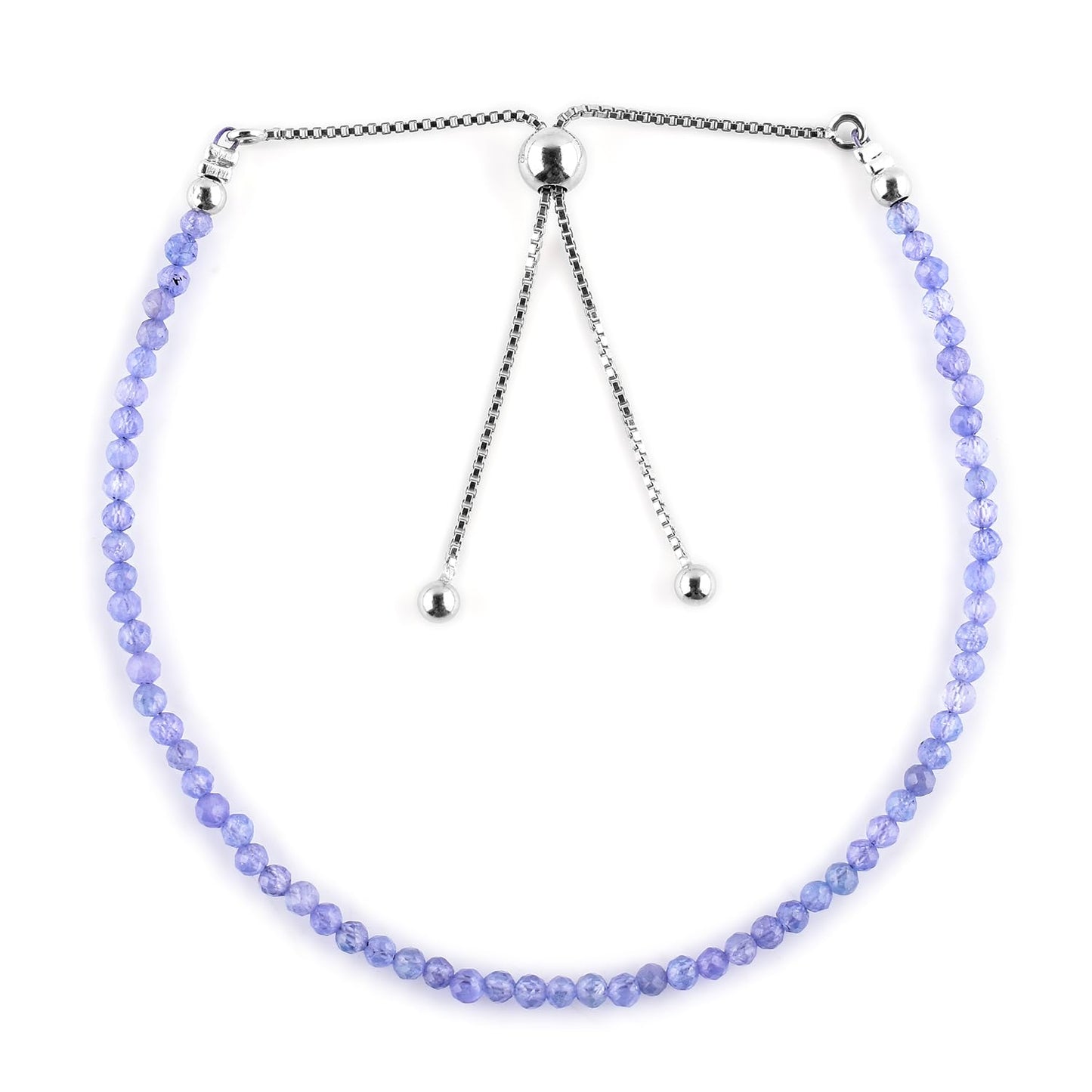 OdrillionGems Genuine Tanzanite Gemstone Beads Bolo Bracelet, 925 Sterling Silver, Handmade, Chakra Healing Crystals, Birthstone, Adjustable Chain, Minimalist, Valentine Gifts, Women Jewelry, 10inch