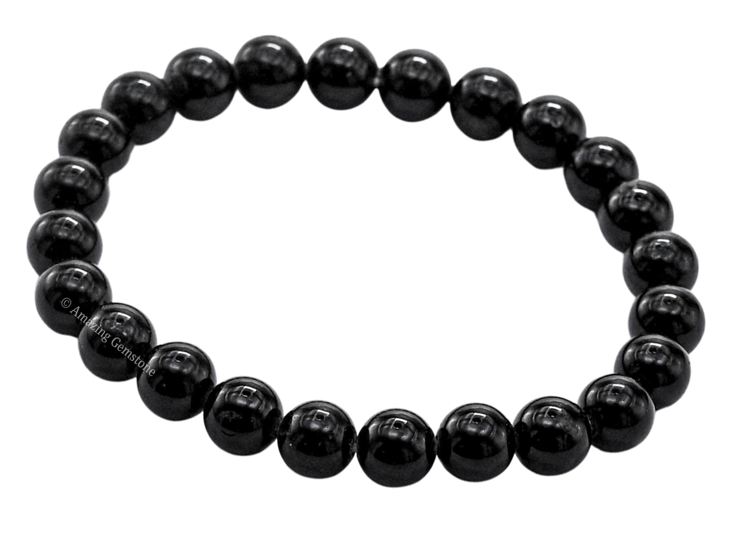 Amazing Gemstone Black Tourmaline Bracelet for Women Men's Gifts - Protection Healing Crystal Bracelet - 8mm Beaded Stretchable Bracelet Pulseras Para Hombres Mujer Stocking Stuffers (Regular)