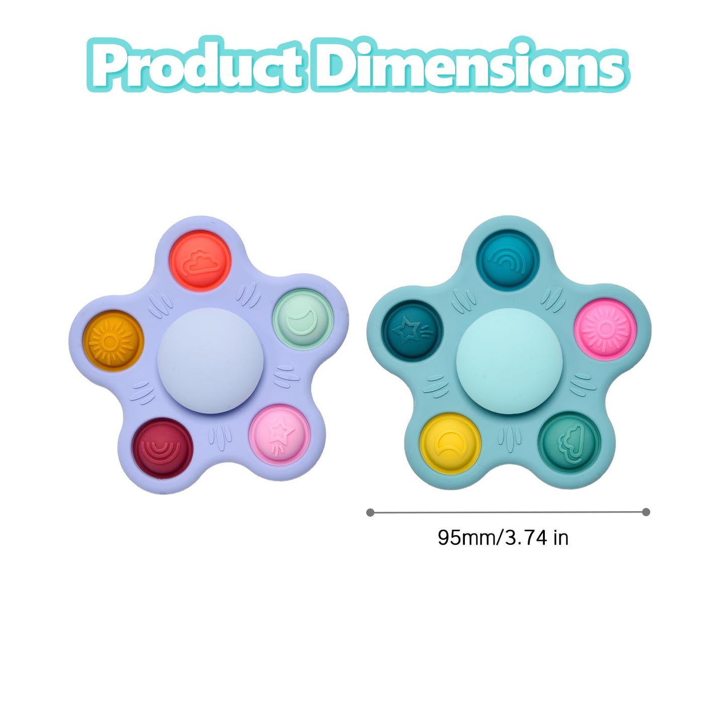 Silicone Suction Cup Spinner Toy for Babies&Toddlers – Food-Grade Safe & Fun Sensory Toy for Teething & Play – Perfect Baby Bath, High Chair & Travel Toy, Ideal Baby Gift (Sky Style)