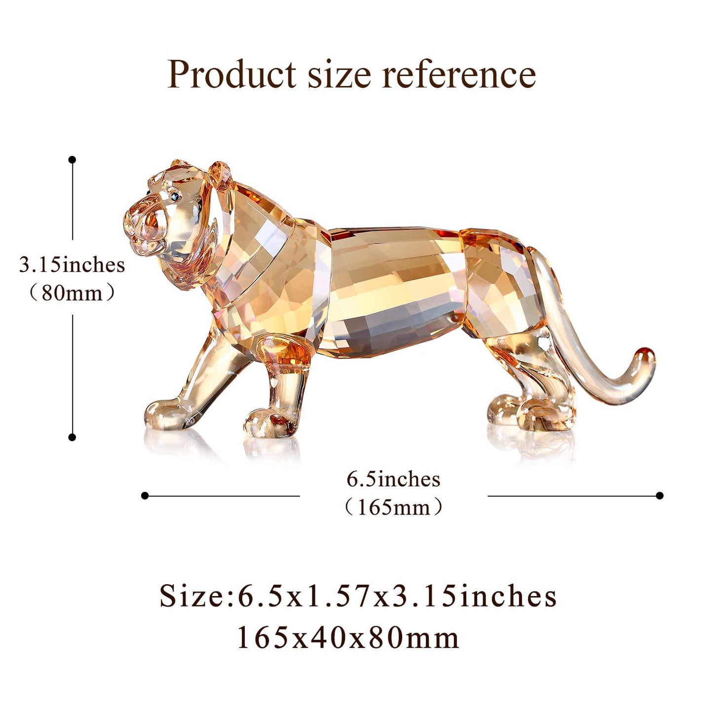 DOJOZ Crystal Tiger Figurine Animals Craft Home Decor Ornaments Collectible Birthday New Year Gifts (Gold)