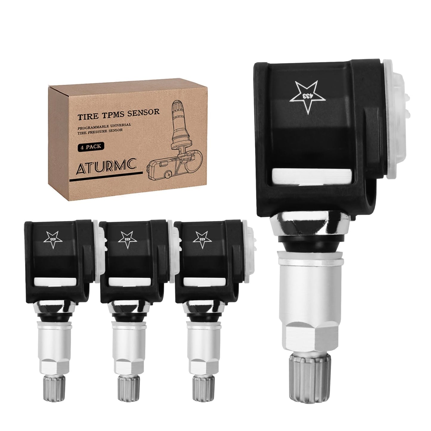 ATURMC Set of 4 TPMS Sensor Tire Pressure Monitoring Sensor 433MHz Compatible with BMW X3 X4 X5 Replaces# 6887140
