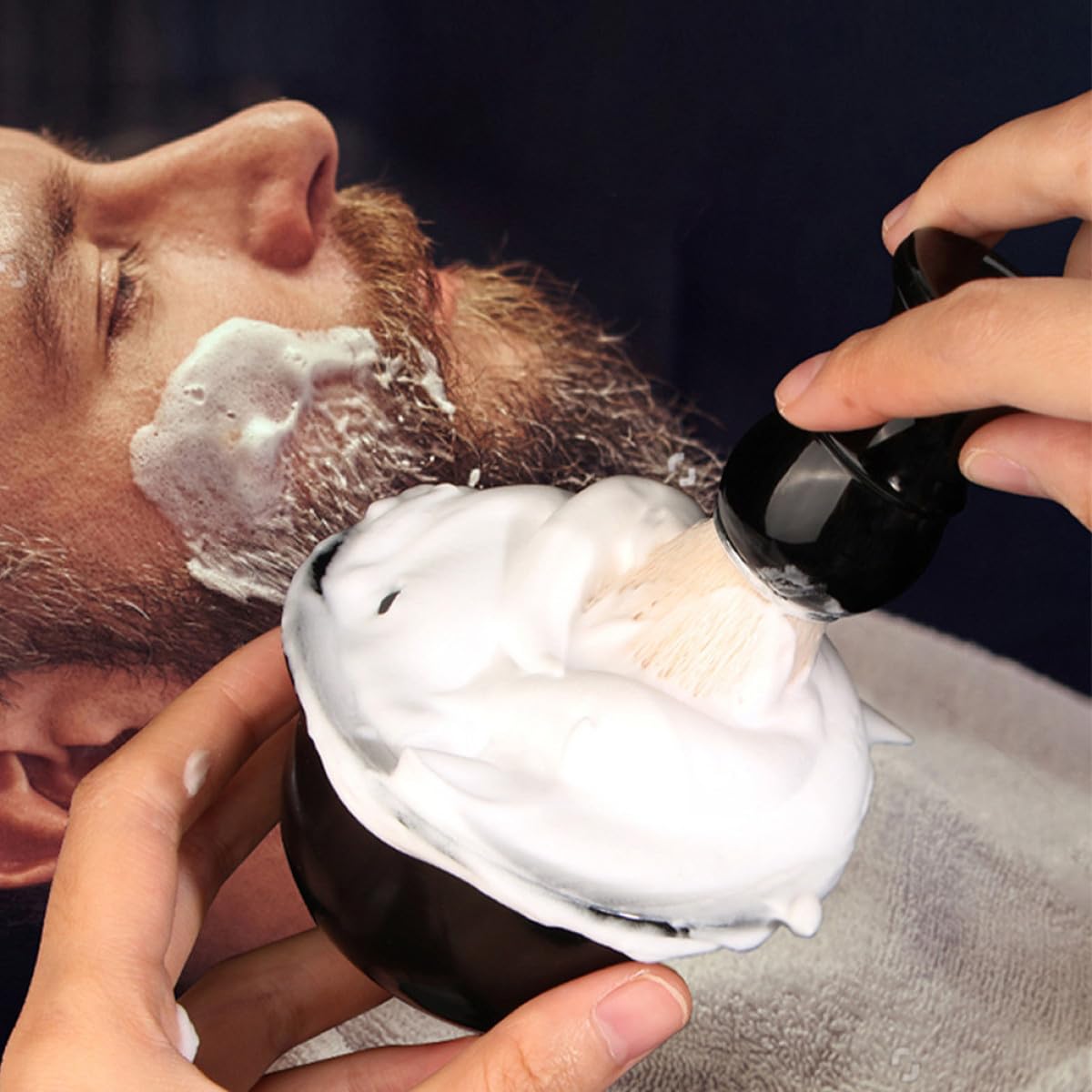 GANAZONO Men’s Manual Shaving Kit with Household Shaving Brush and Razor Holder Stand for Beard Grooming and Face Cleaning Multi-use Professional Grooming Tool Set for Travel and Daily Use