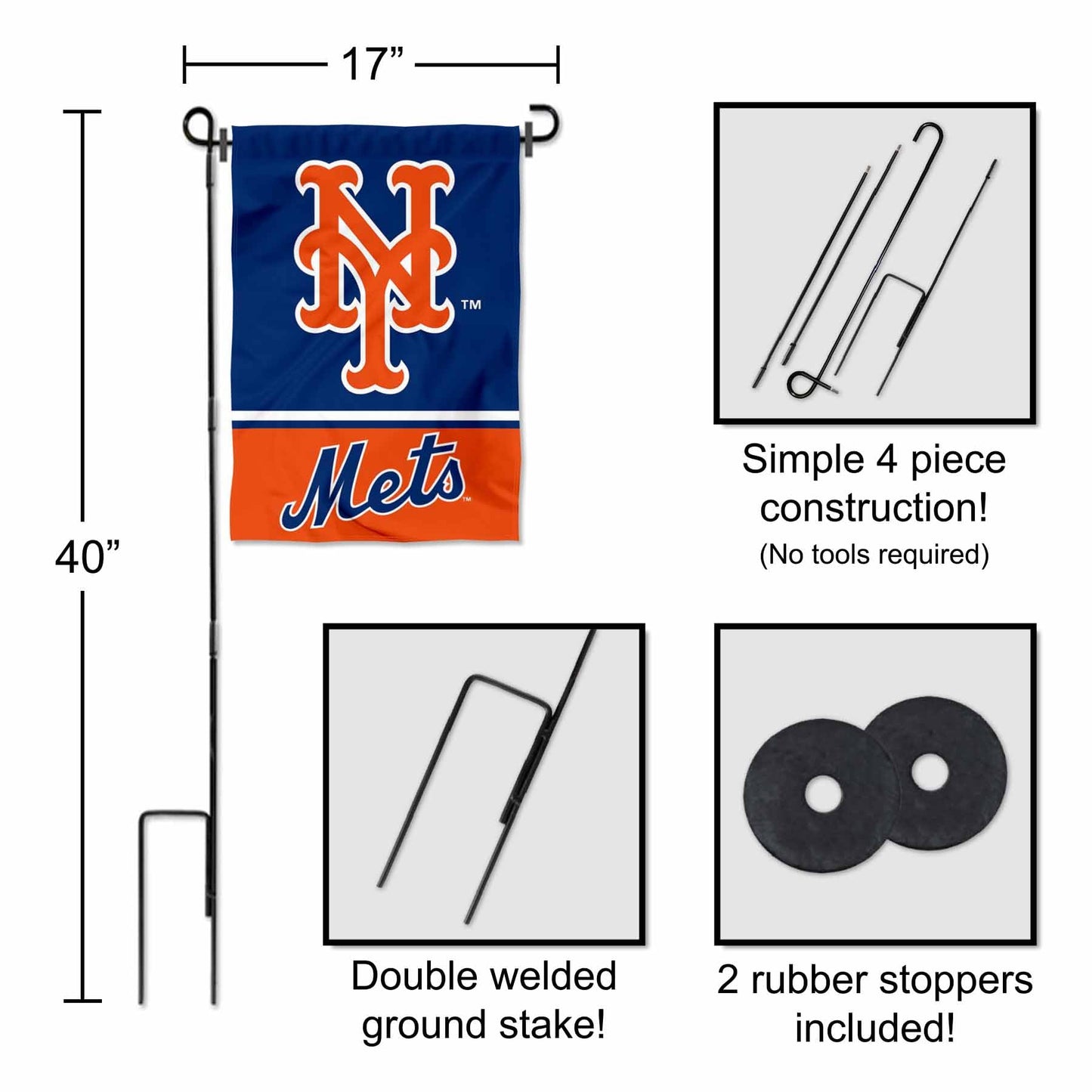 WinCraft New York Mets Garden Flag with Stand Holder