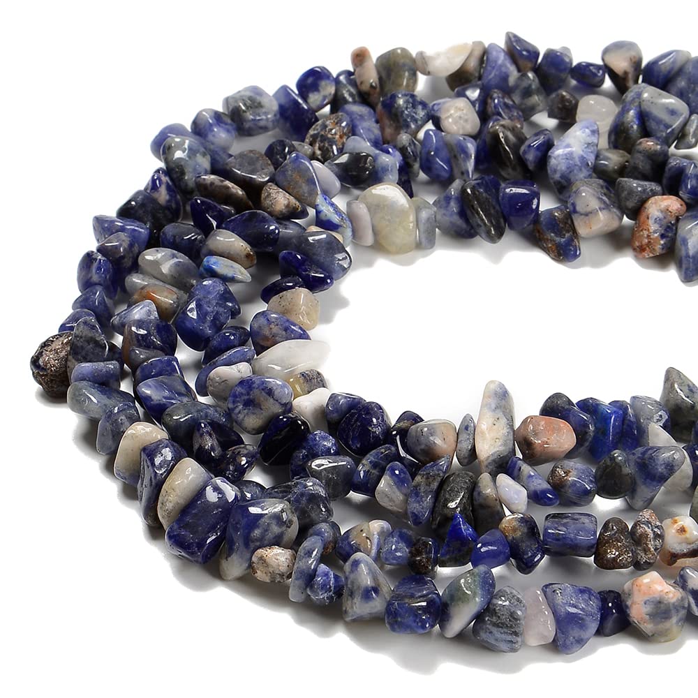 PLTbeads 7-8mm Natural Blue Sodalite Gemstone Chips Beads Healing Crystals Waist Bracelets Necklace Kit Irregular Stone DIY Crafts Design Jewelry Making