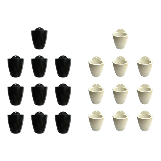 LaLaGreen Bundle - 4" x 10 Pack + 4" x 10 Pack Black and White Self Watering Plastic Pots Wall Mount Plant Holder, Modern Hydroponic Wall Hanging Pot Vertical System Living Plant Wall Garden