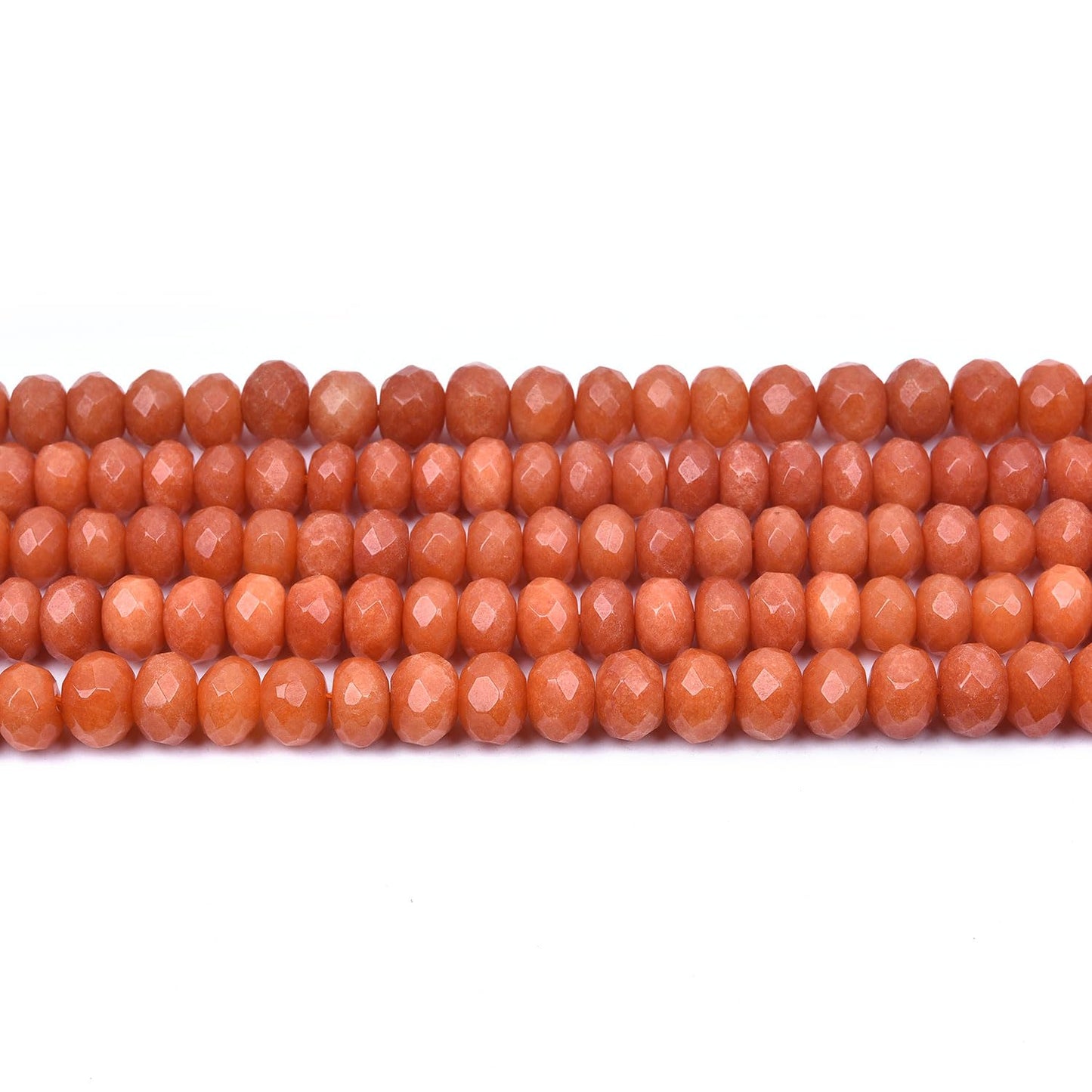 HAAMIIQII 6x9mm Orange Jade Faceted Rondelle Stone Spacer Beads, Abacus Disk Loose Gemstone Beads for Jewelry Making, DIY Bracelet, Necklace, Healing Crystal 15 Inch (57pcs)